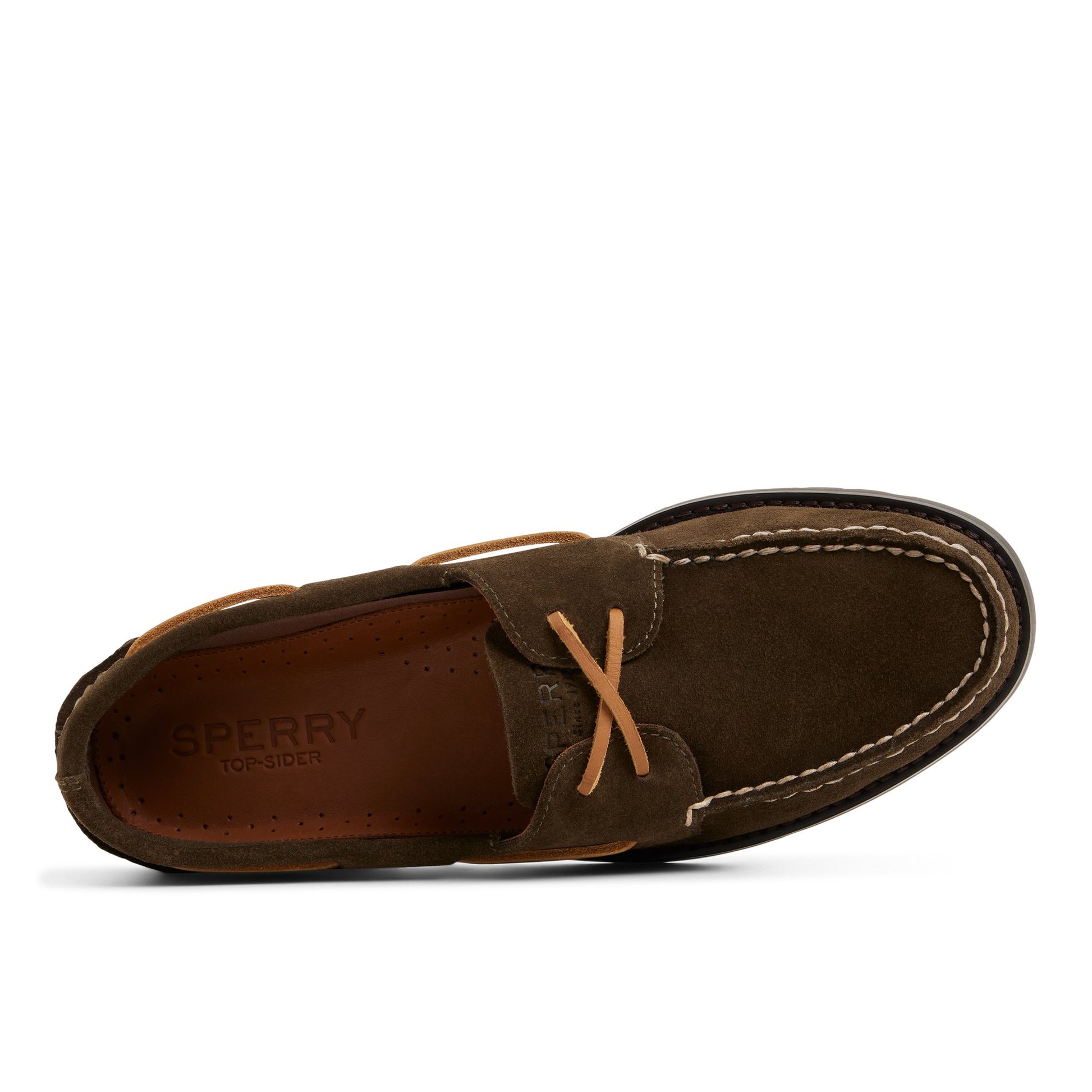 Top-down view of the Olive Authentic Original™ 2 Eye Ripple Boat Shoe Boat Shoes