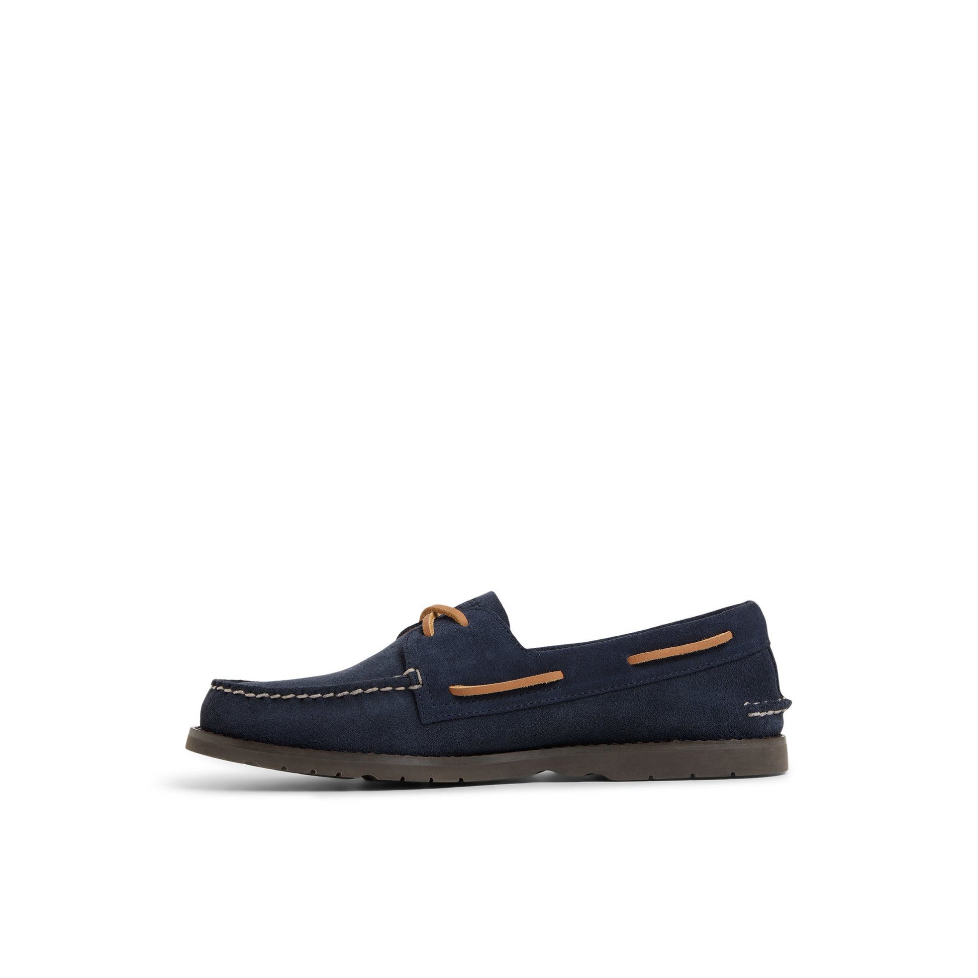 Three-quarter angle of Dark Blue Authentic Original™ 2 Eye Ripple Boat Shoe Boat Shoes's back side