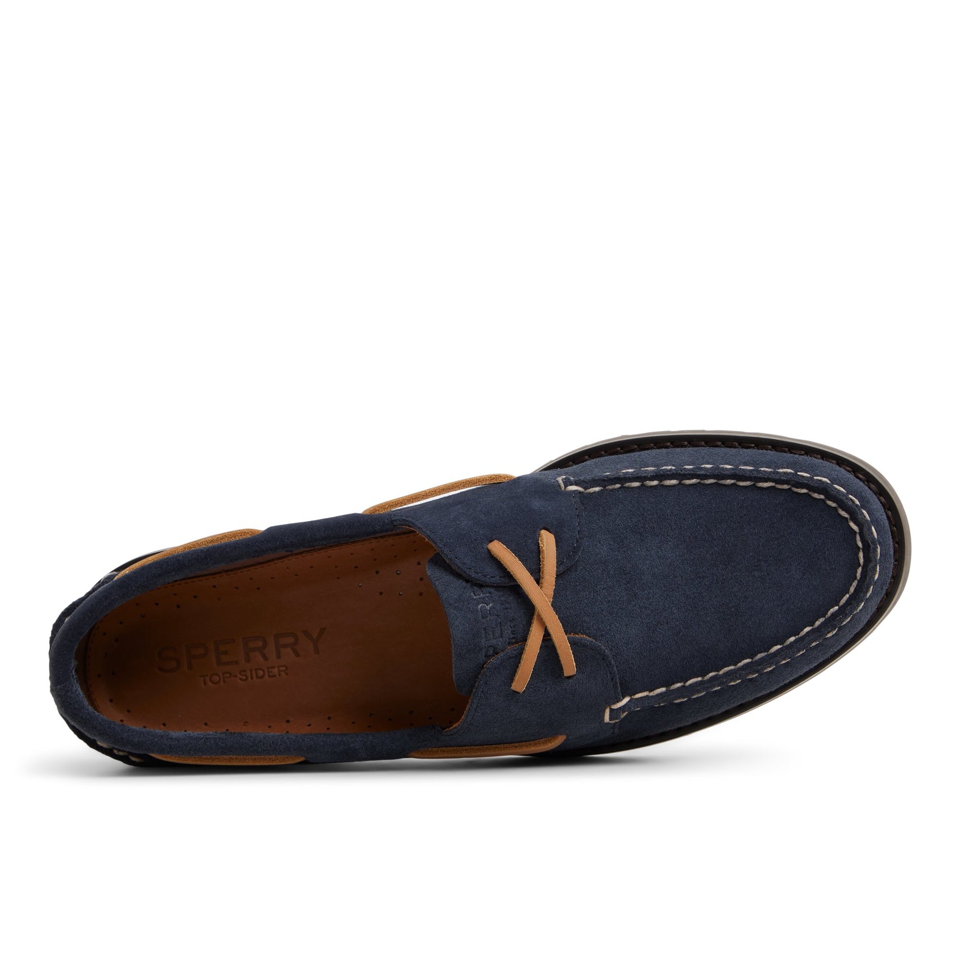 Top-down view of the Dark Blue Authentic Original™ 2 Eye Ripple Boat Shoe Boat Shoes