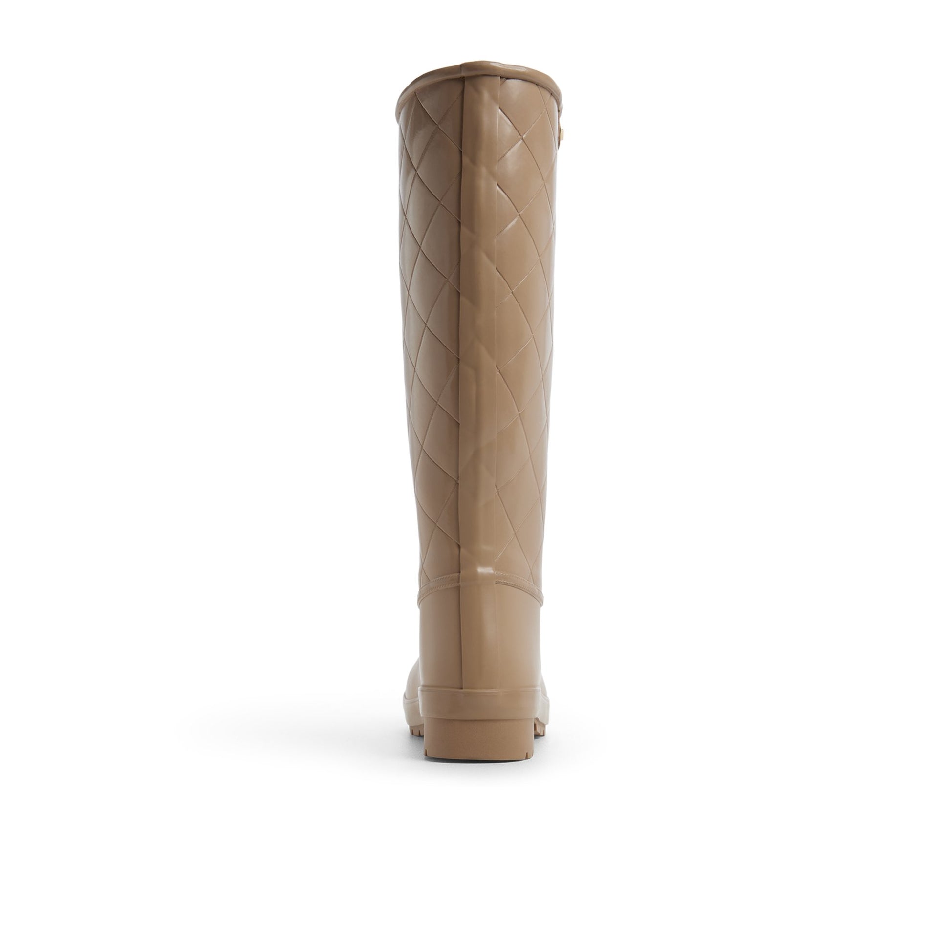 Three-quarter angle of Taupe Drizzle Knee High Rain Boot Duck Boots's front side
