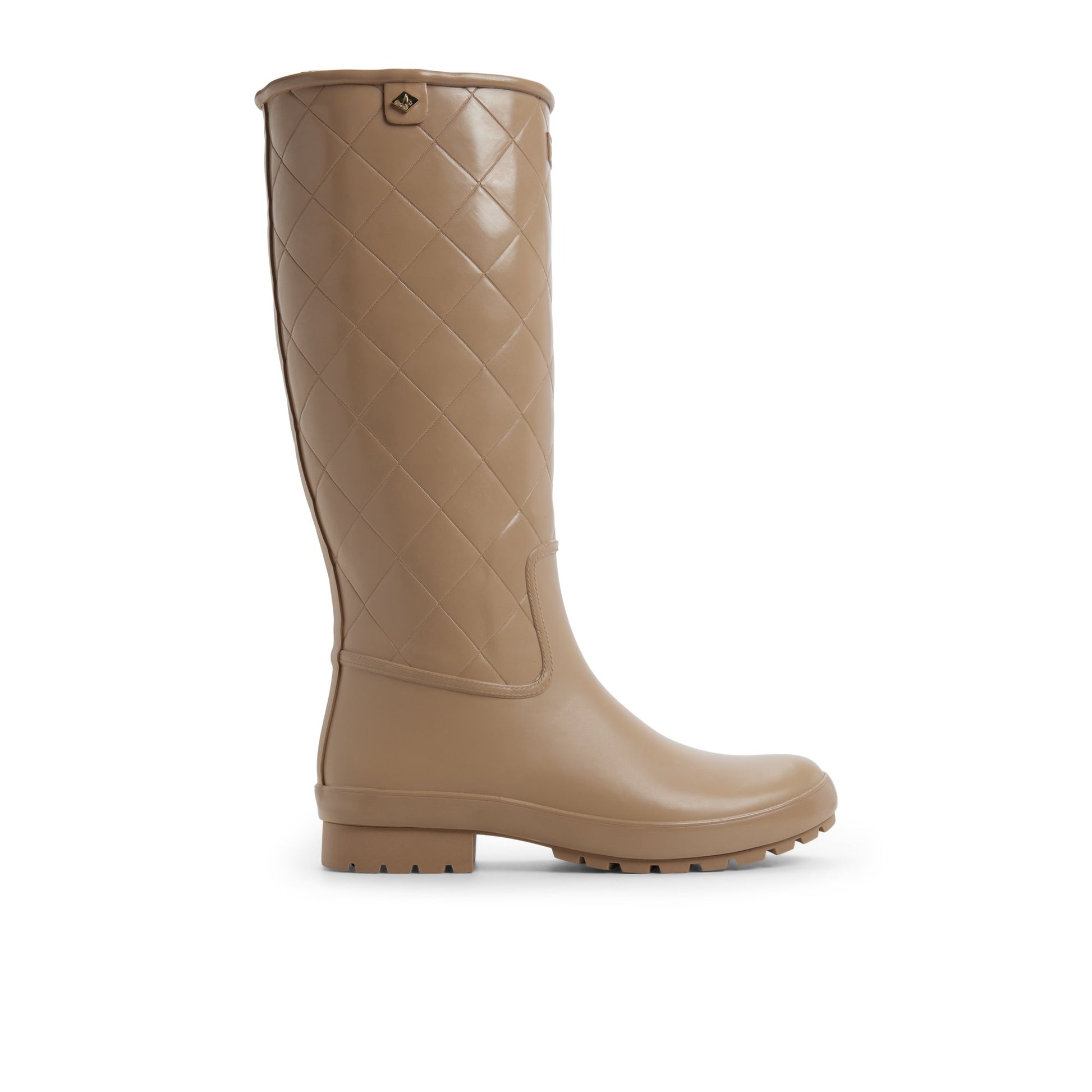 Main View of Taupe Drizzle Knee High Rain Boot Duck Boots for Womens