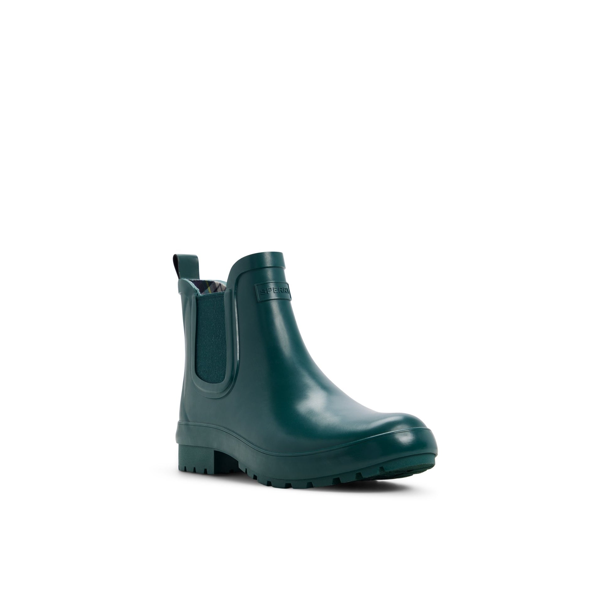 Side view of Pine green Drizzle Chelsea Rain Boot Chelsea Rain Boot