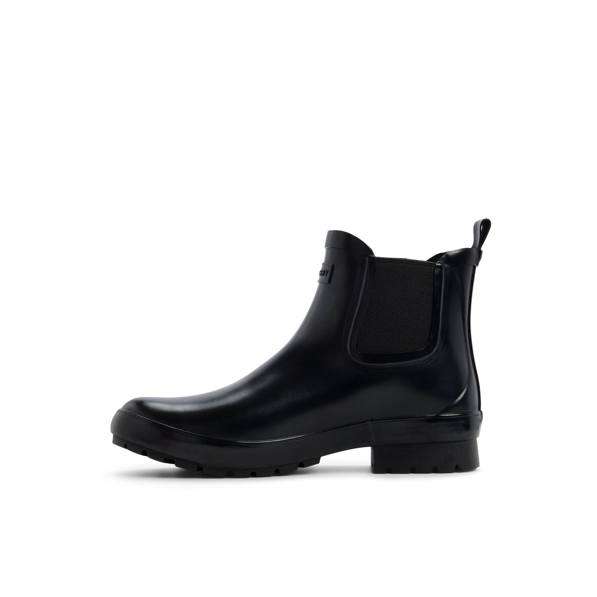 Three-quarter angle of Black Drizzle Chelsea Rain Boot Chelsea Rain Boot's back side