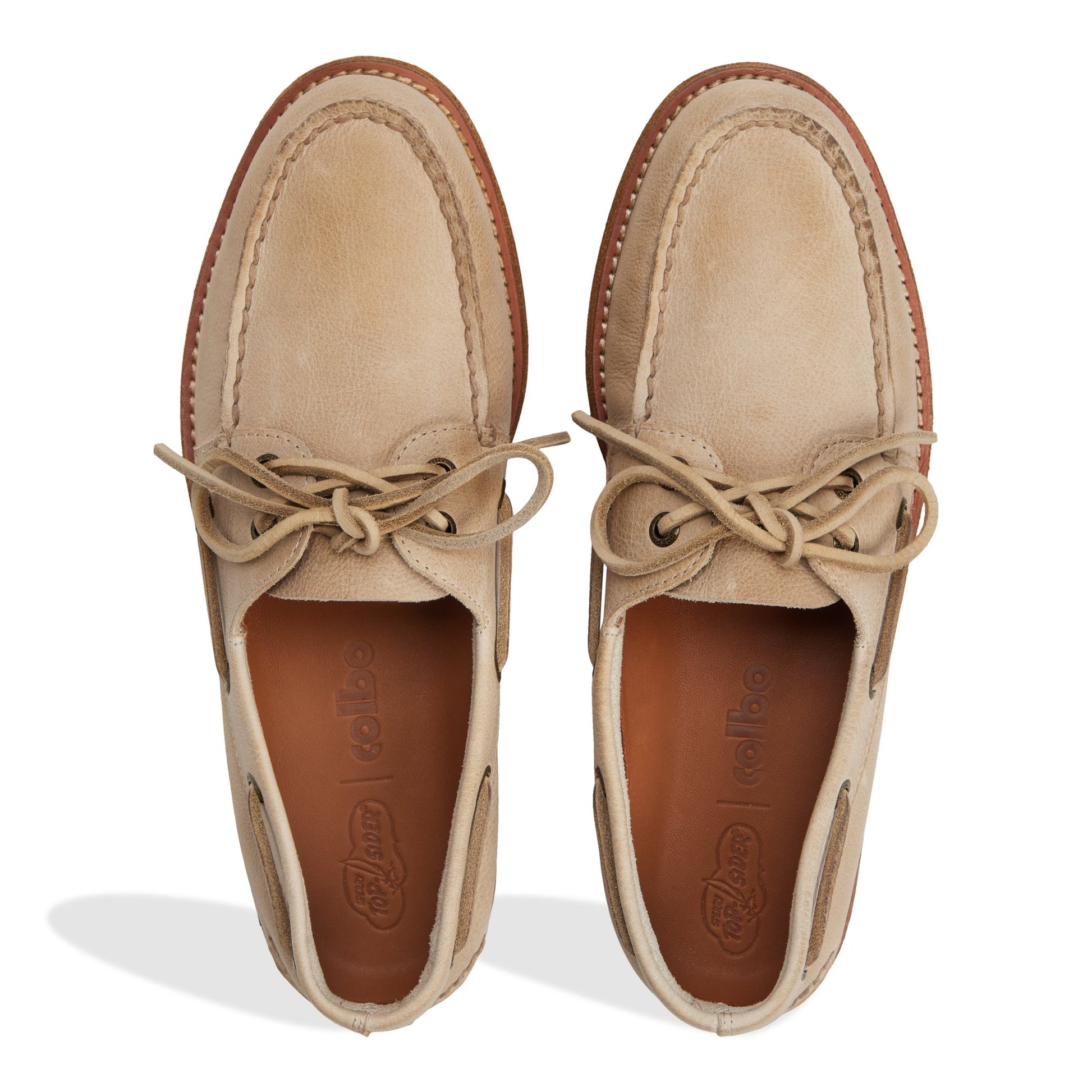 Top-down view of the Taupe Sperry x Colbo Authentic Original™ Boat Shoe Boat Shoe