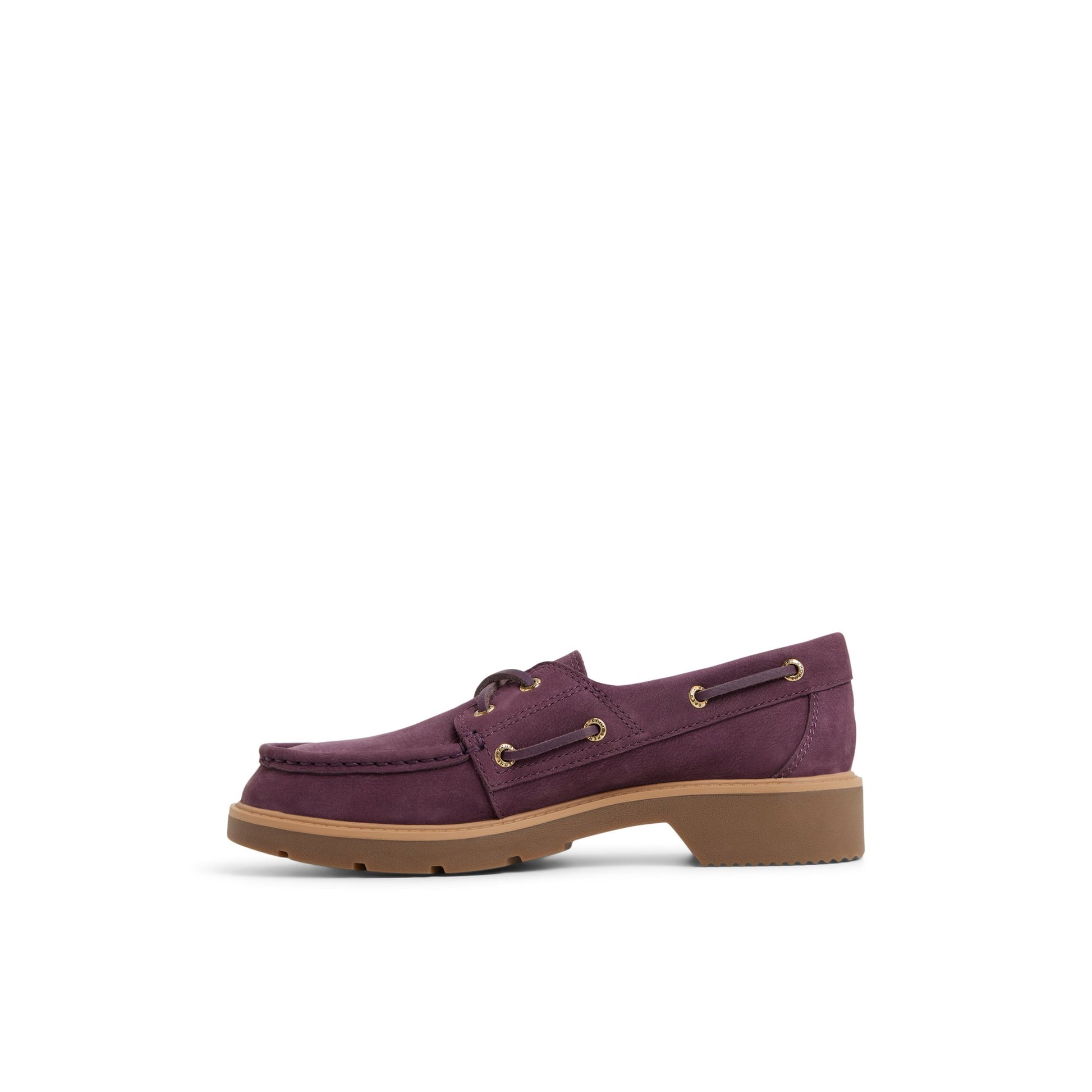 Three-quarter angle of Prune Wells Boat Shoe Boat Shoes's back side