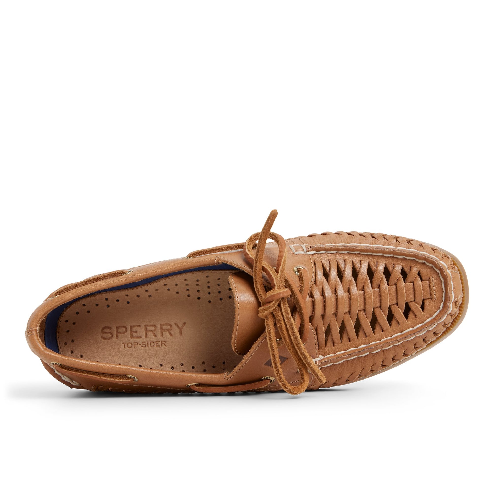 Top-down view of the Tan Authentic Original™ 2 Eye Woven Boat Shoe Boat Shoes