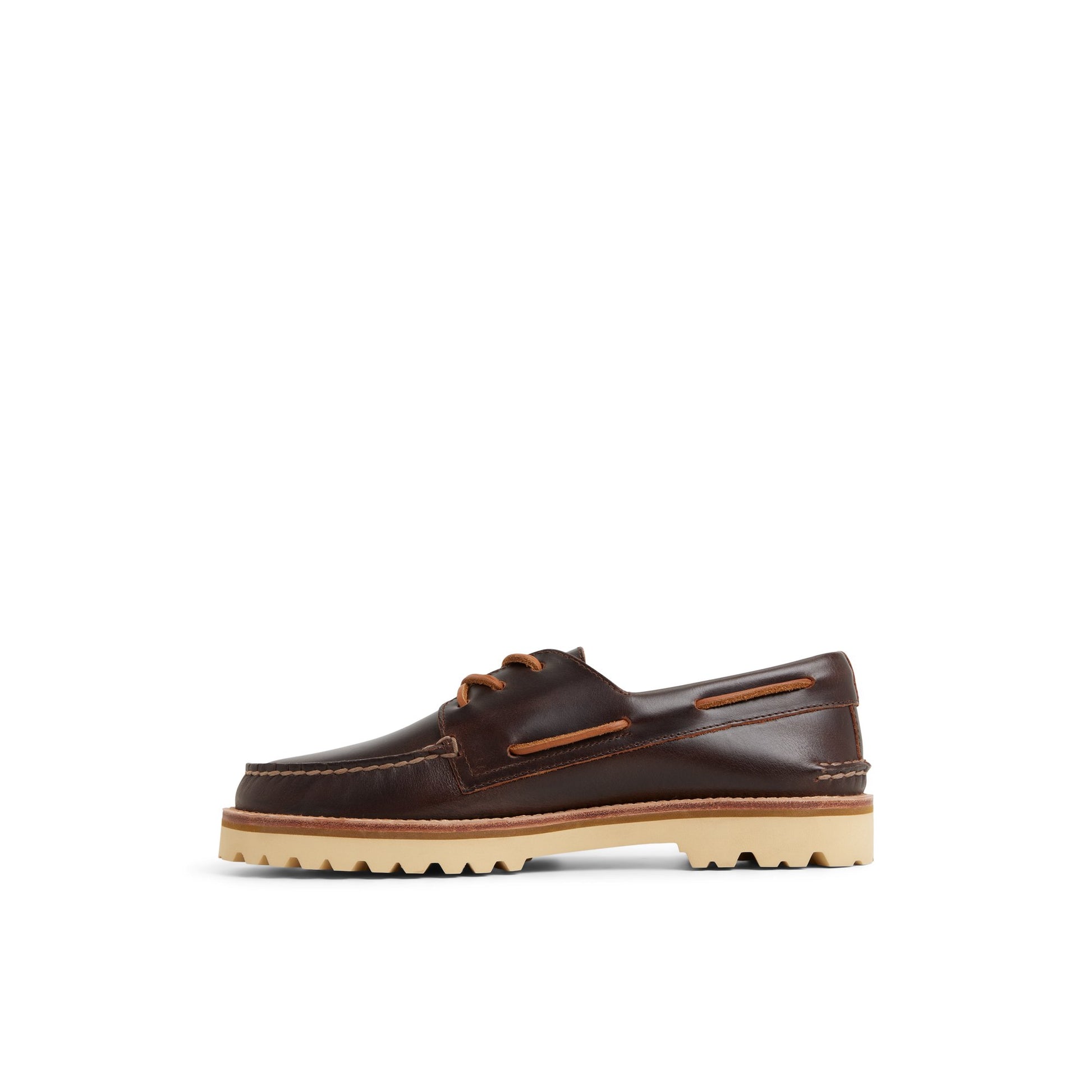 Three-quarter angle of Brown Authentic Original™ 3-Eye Lug Boat Shoe Boat Shoe's back side