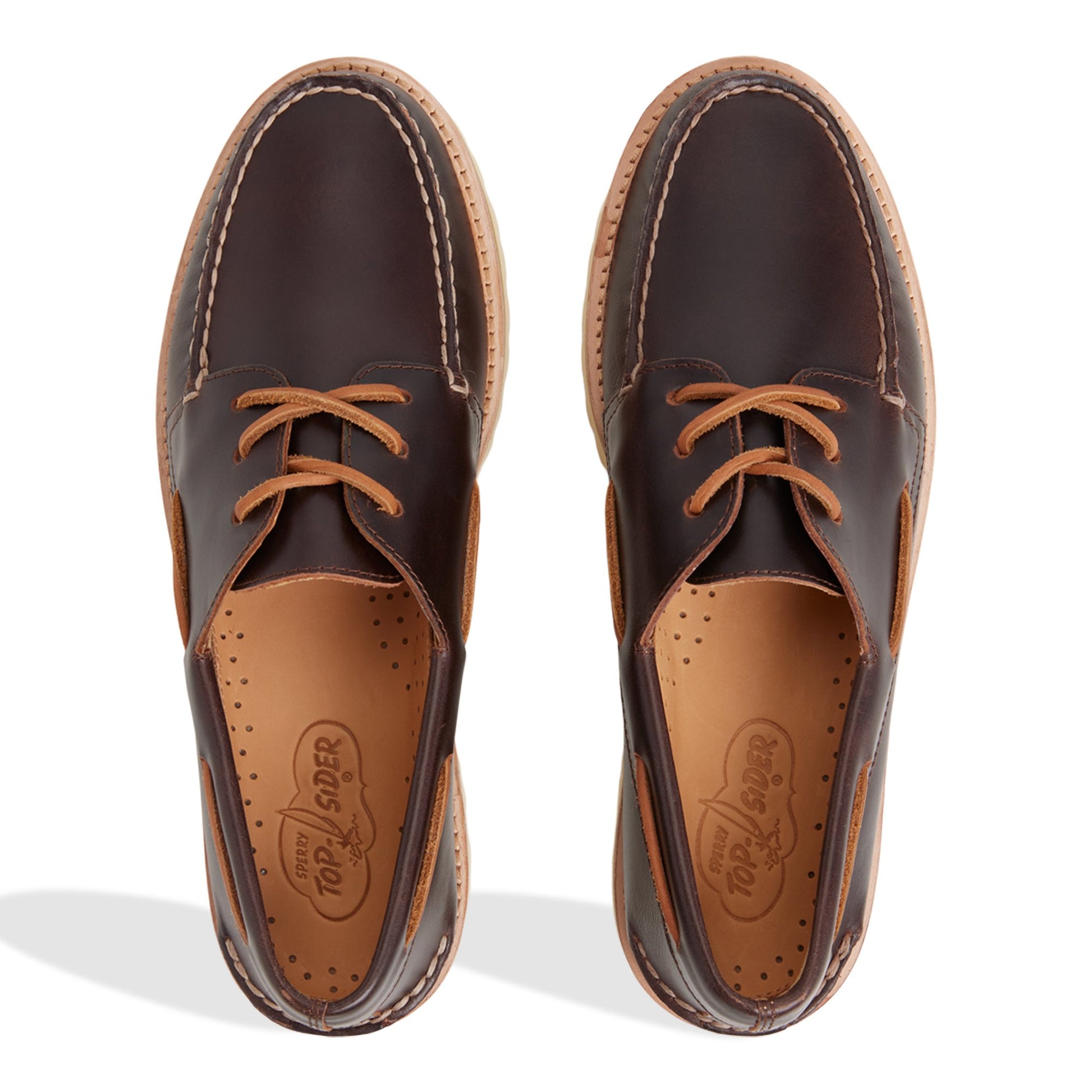 Top-down view of the Brown Authentic Original™ 3-Eye Lug Boat Shoe Boat Shoe
