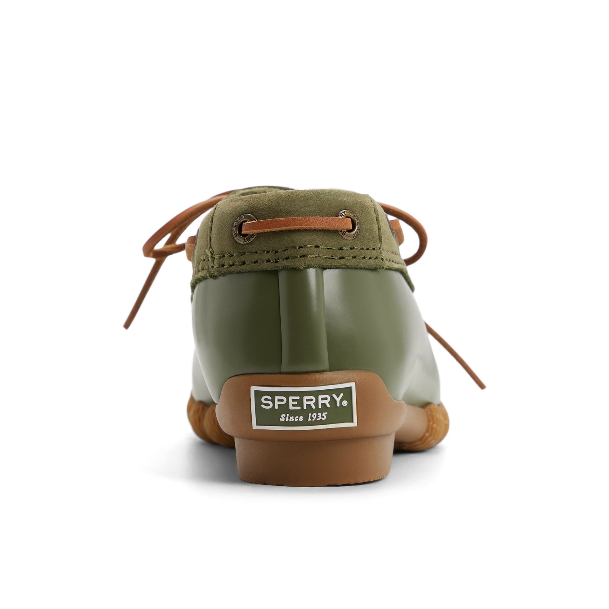 Three-quarter angle of Olive Saltwater™ 1 Eye Duck Shoe Duck Boots's front side