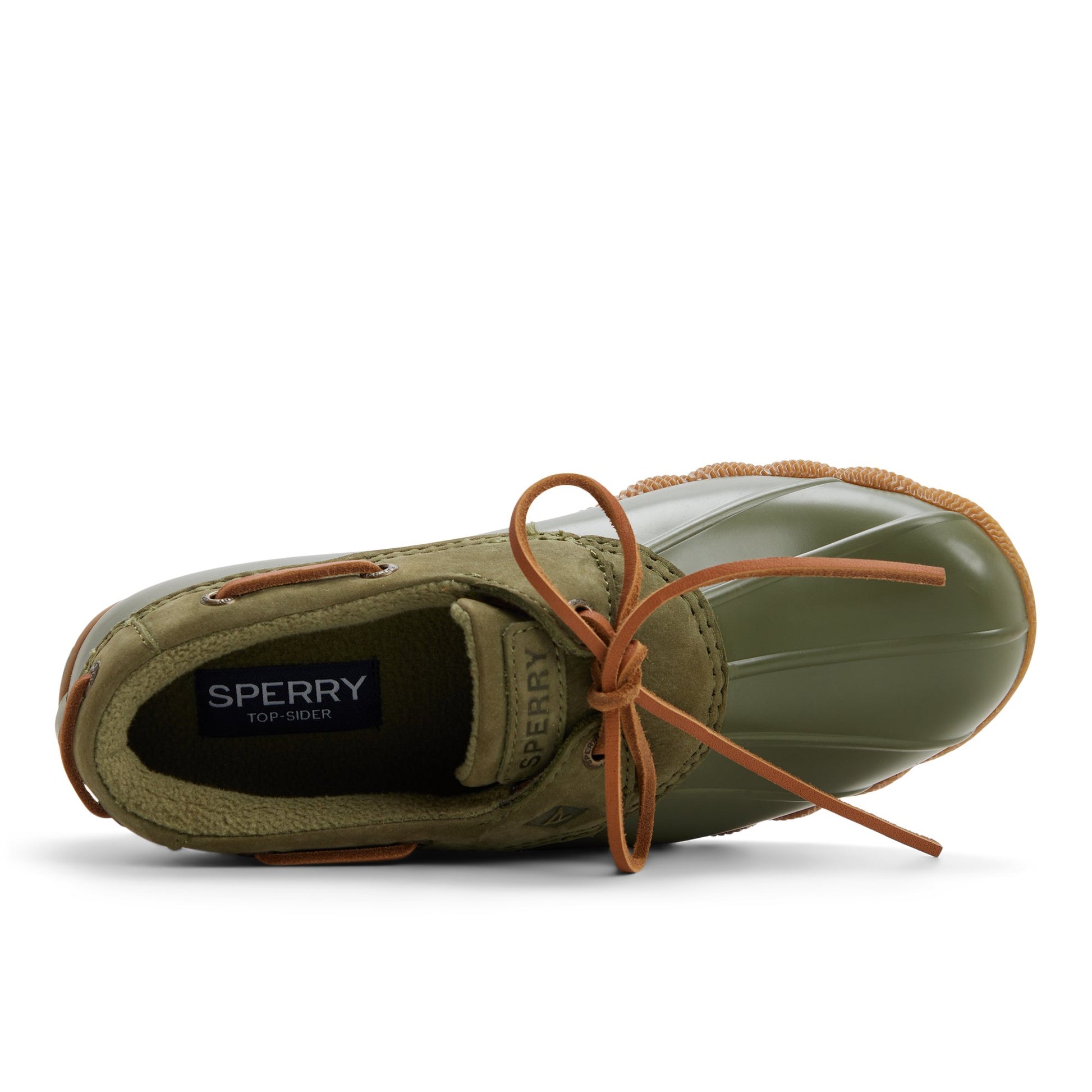 Top-down view of the Olive Saltwater™ 1 Eye Duck Shoe Duck Boots