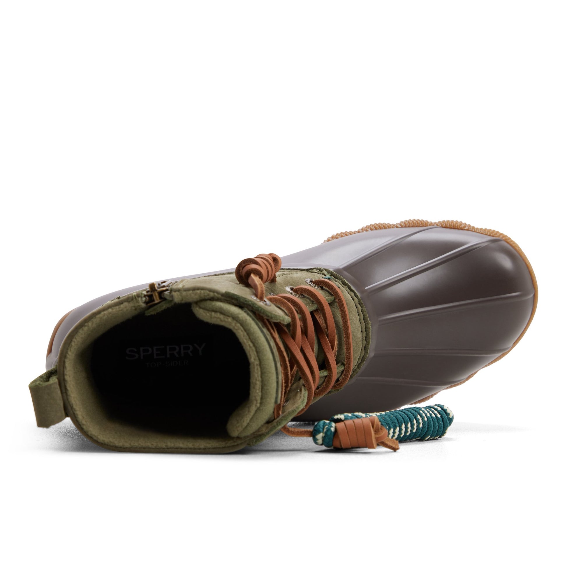 Top-down view of the Olive Saltwater™ Duck Lug Boot Duck Boots