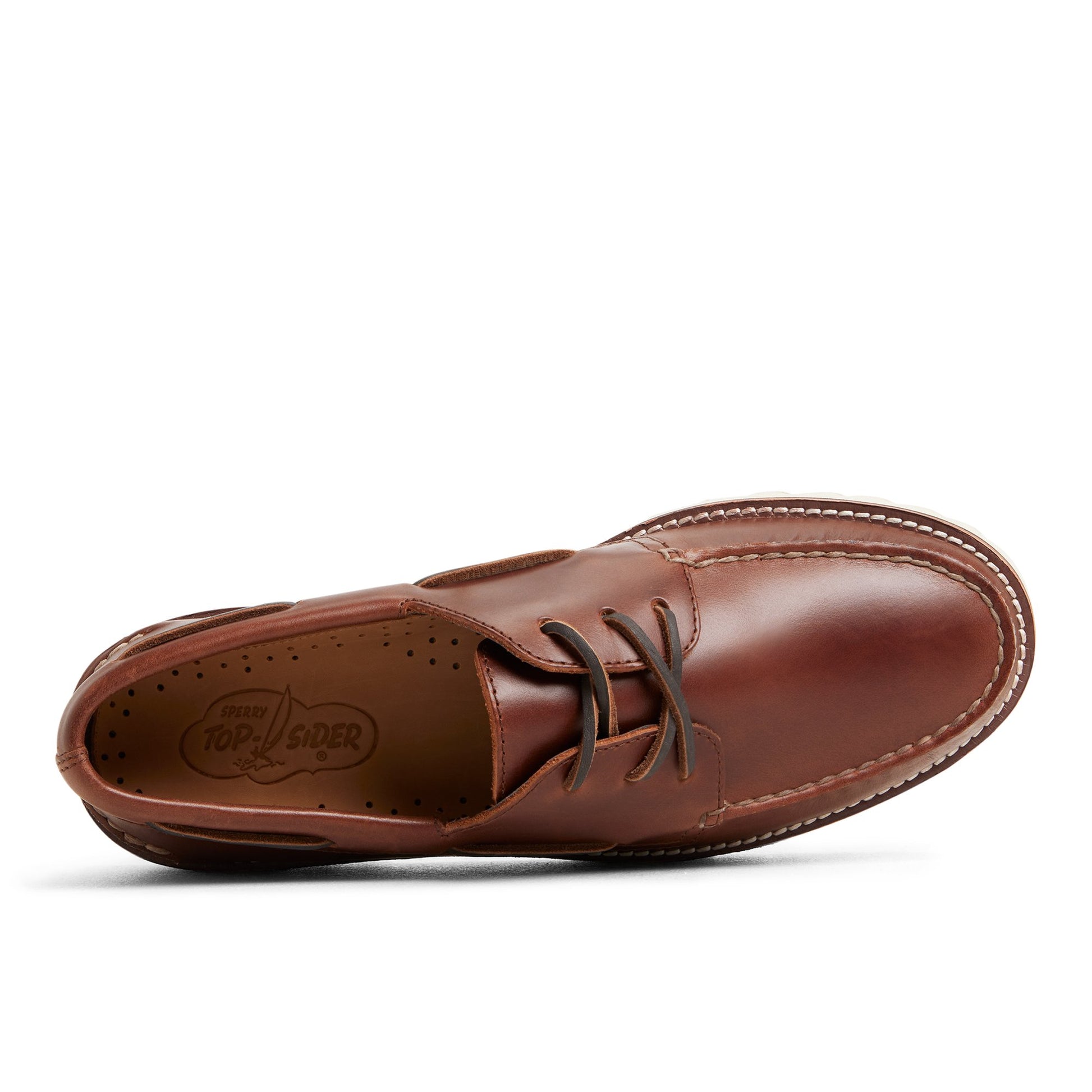 Top-down view of the Other brown Authentic Original™ 3-Eye Lug Boat Shoe Boat Shoe