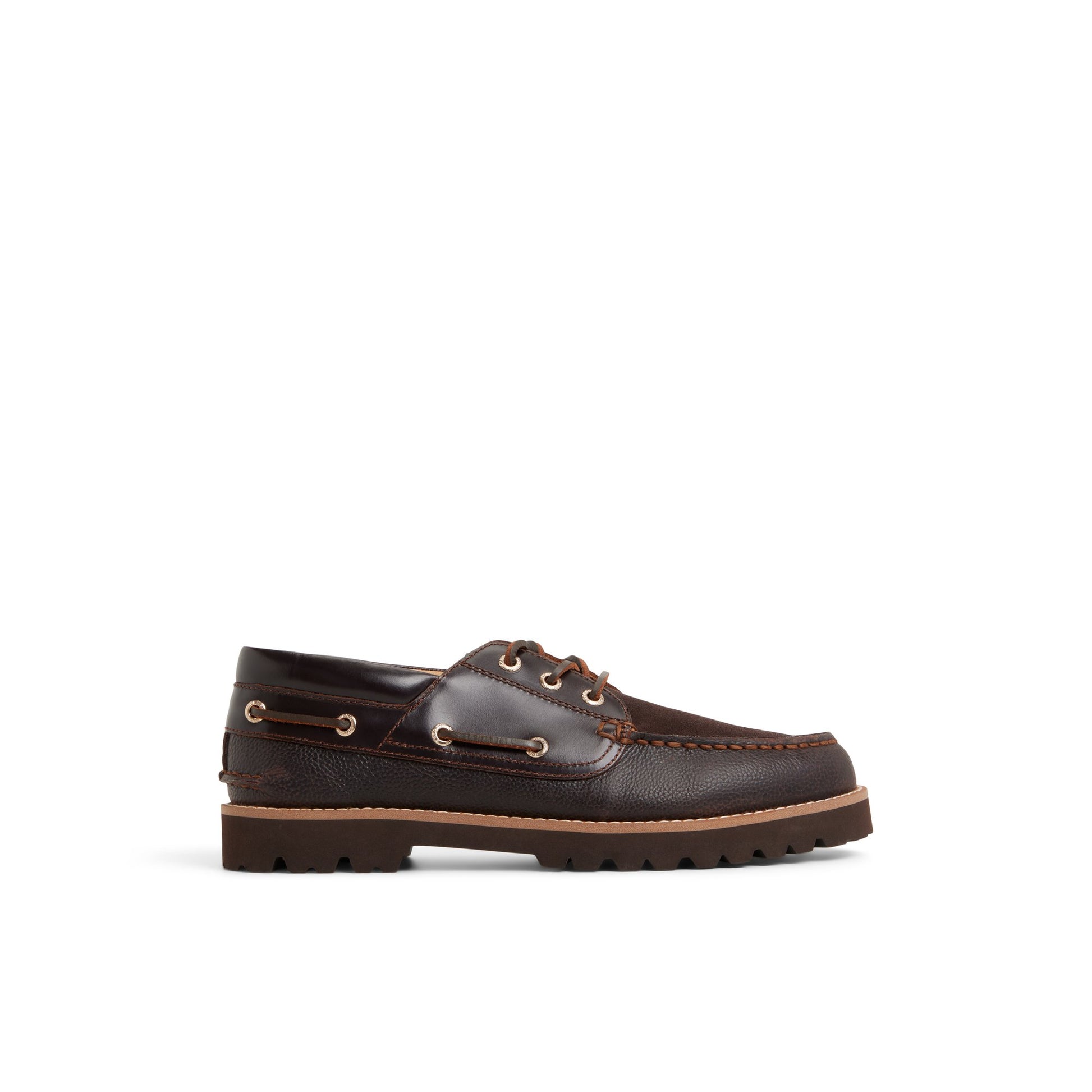 Main View of Dark brown Newton 3 Eye Lug Boat Shoe Boat Shoe for Mens