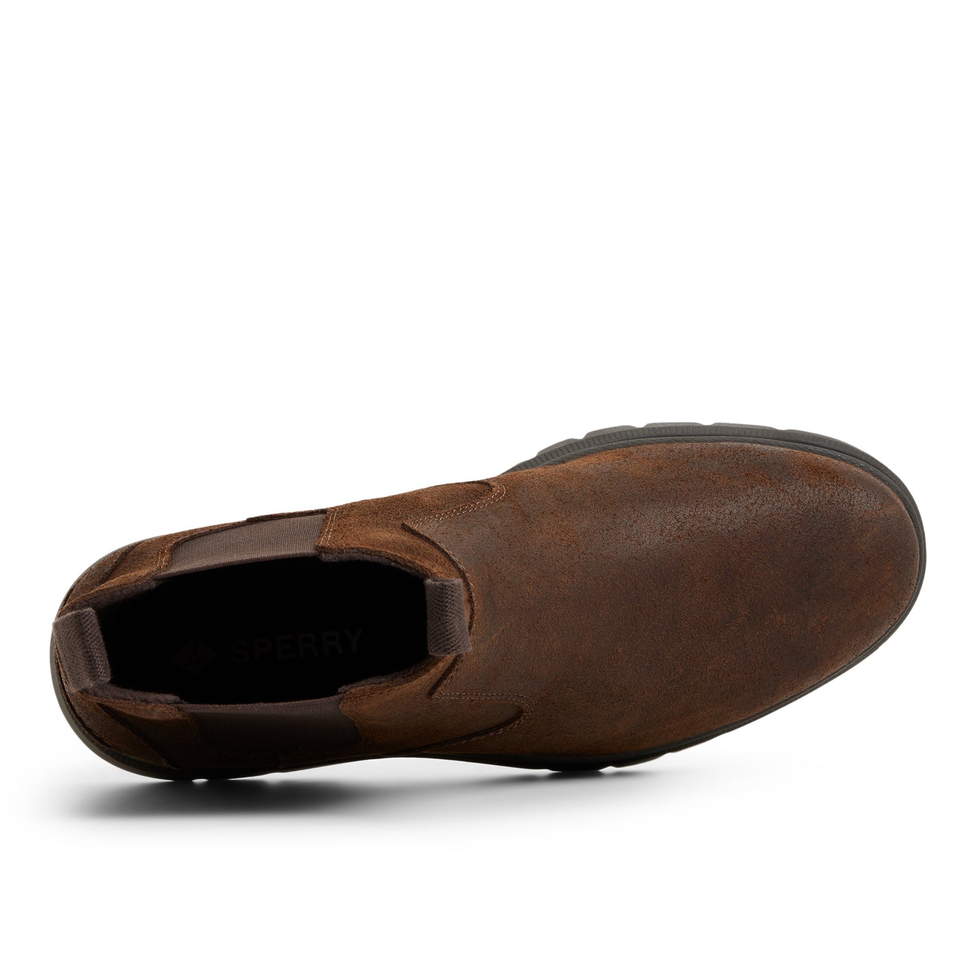 Top-down view of the Dark brown Fenway Pull-on Chelsea Boots Chelsea Boots
