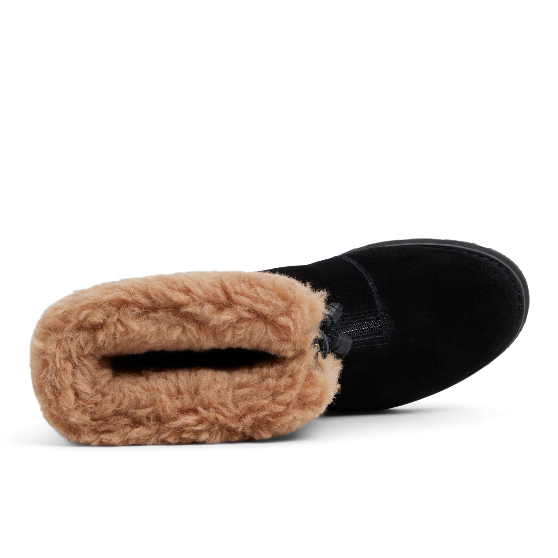Top-down view of the Black Newbury Zipper Boot Ankle Boots