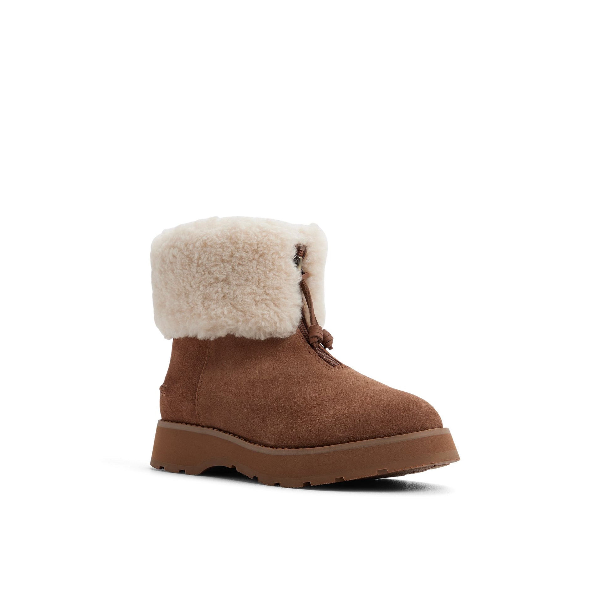Side view of Medium brown Newbury Zipper Boot Ankle Boots