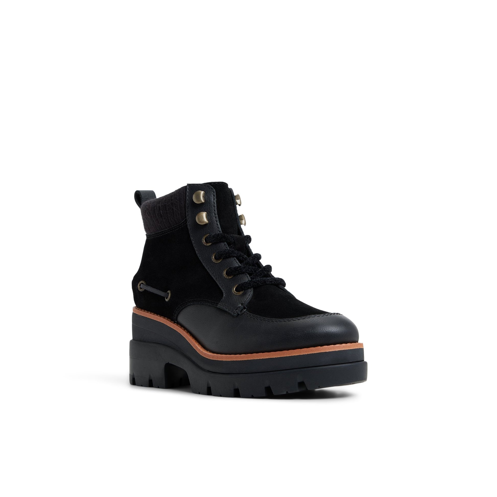 Side view of Black Rocky Hiker Boot Ankle Boots