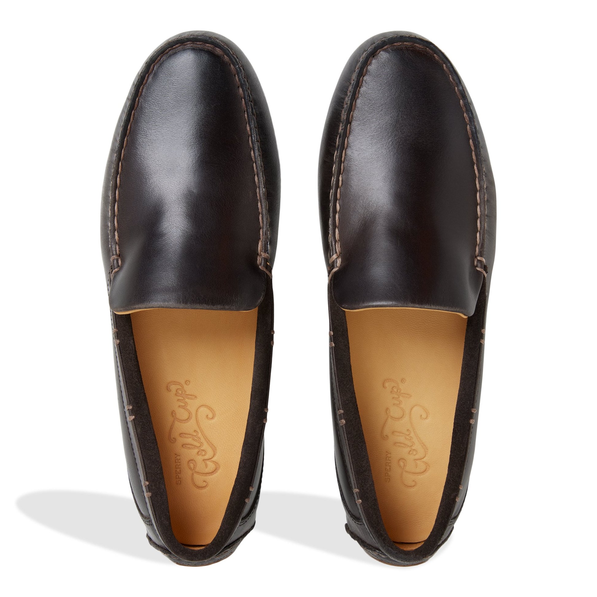 Top-down view of the Charcoal Gold Cup™ Harpswell Venetian Driver Loafer Loafers