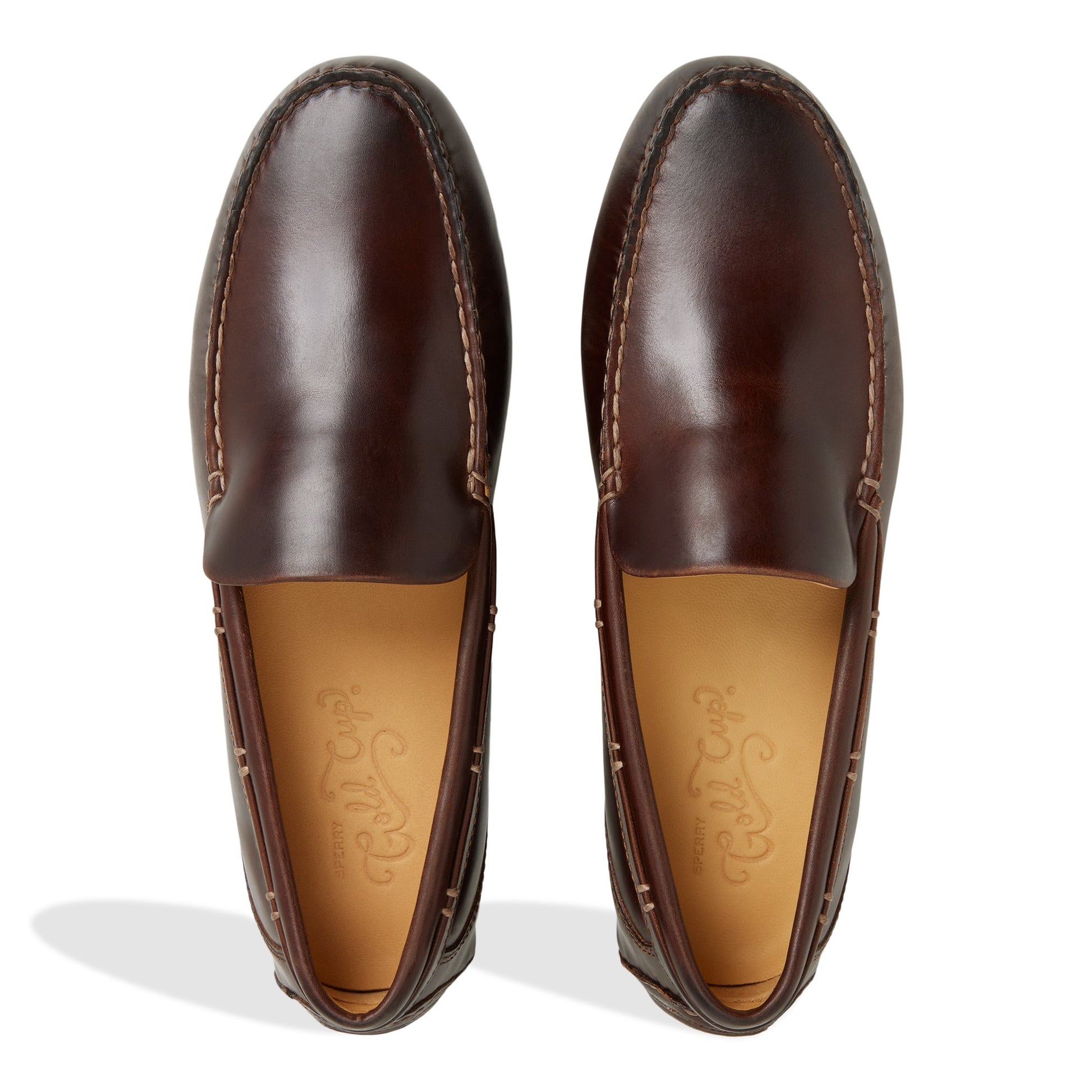 Top-down view of the Dark brown Gold Cup™ Harpswell Venetian Driver Loafer Loafers