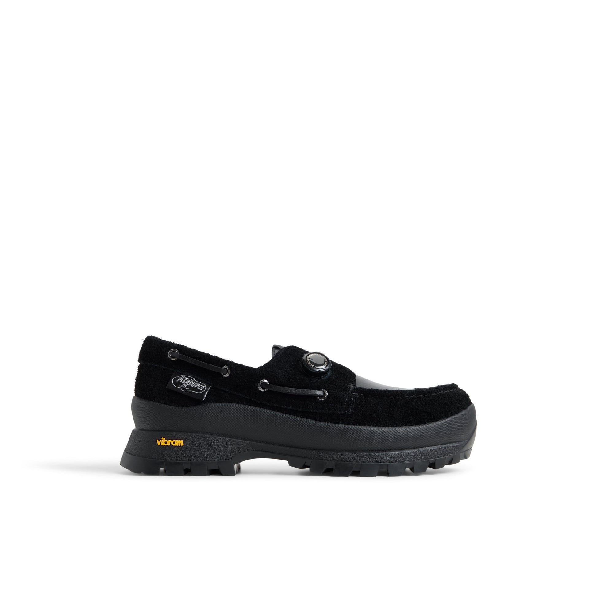 Main View of Black Sperry x Pleasures 3-Eye Vibram Turn-Lock Lug Boat Boat Shoe for Mens