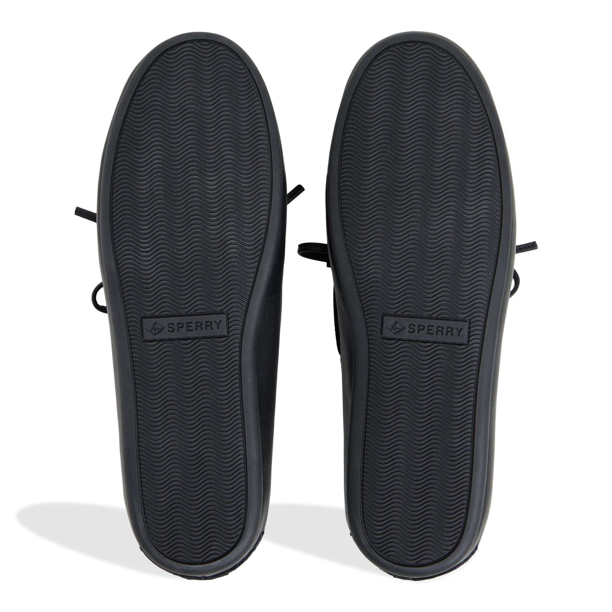 Close-up of the Black Sperry x Aritzia Slim Boat Shoe Boat Shoe