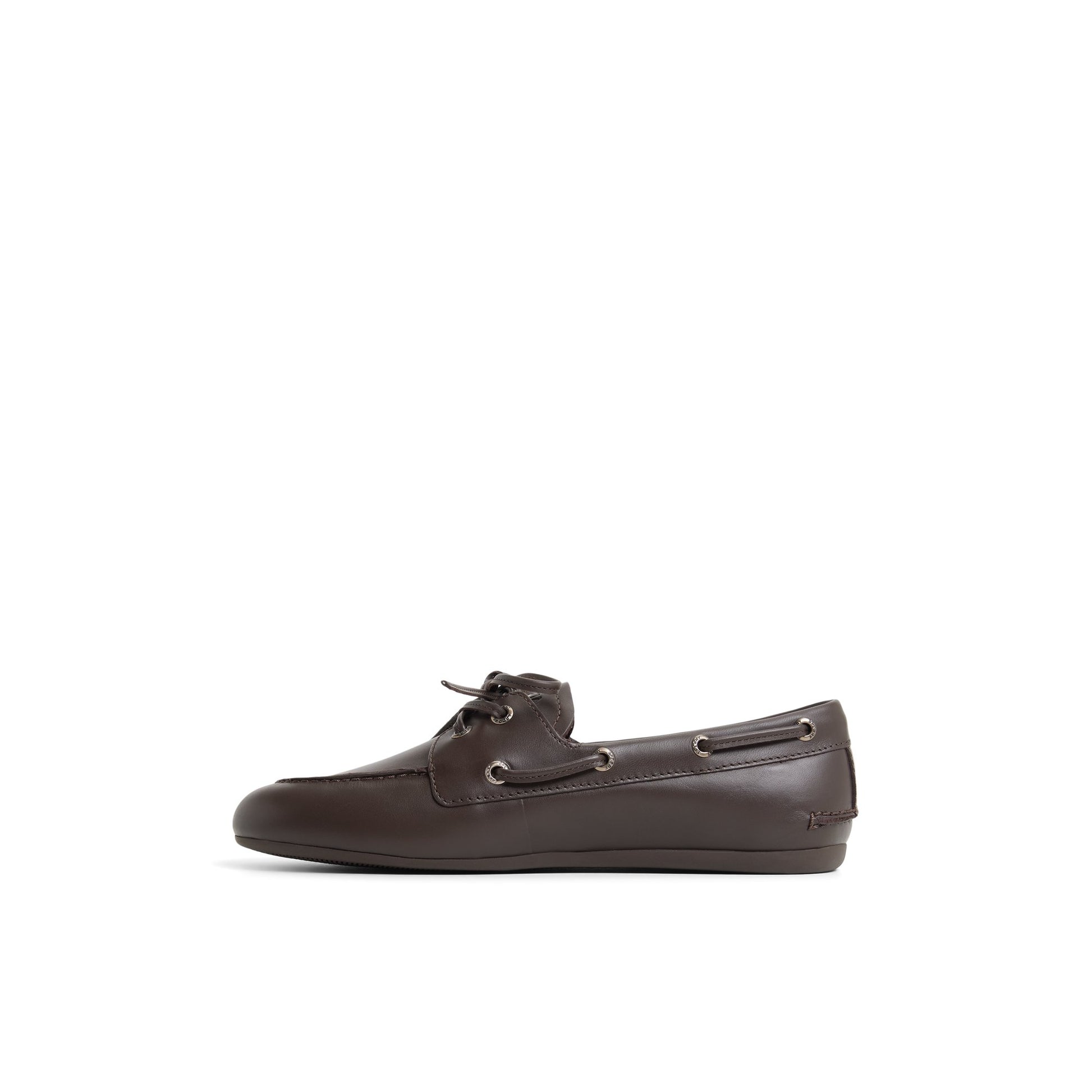 Three-quarter angle of Dark Brown Sperry x Aritzia Slim Boat Shoe Boat Shoe's back side