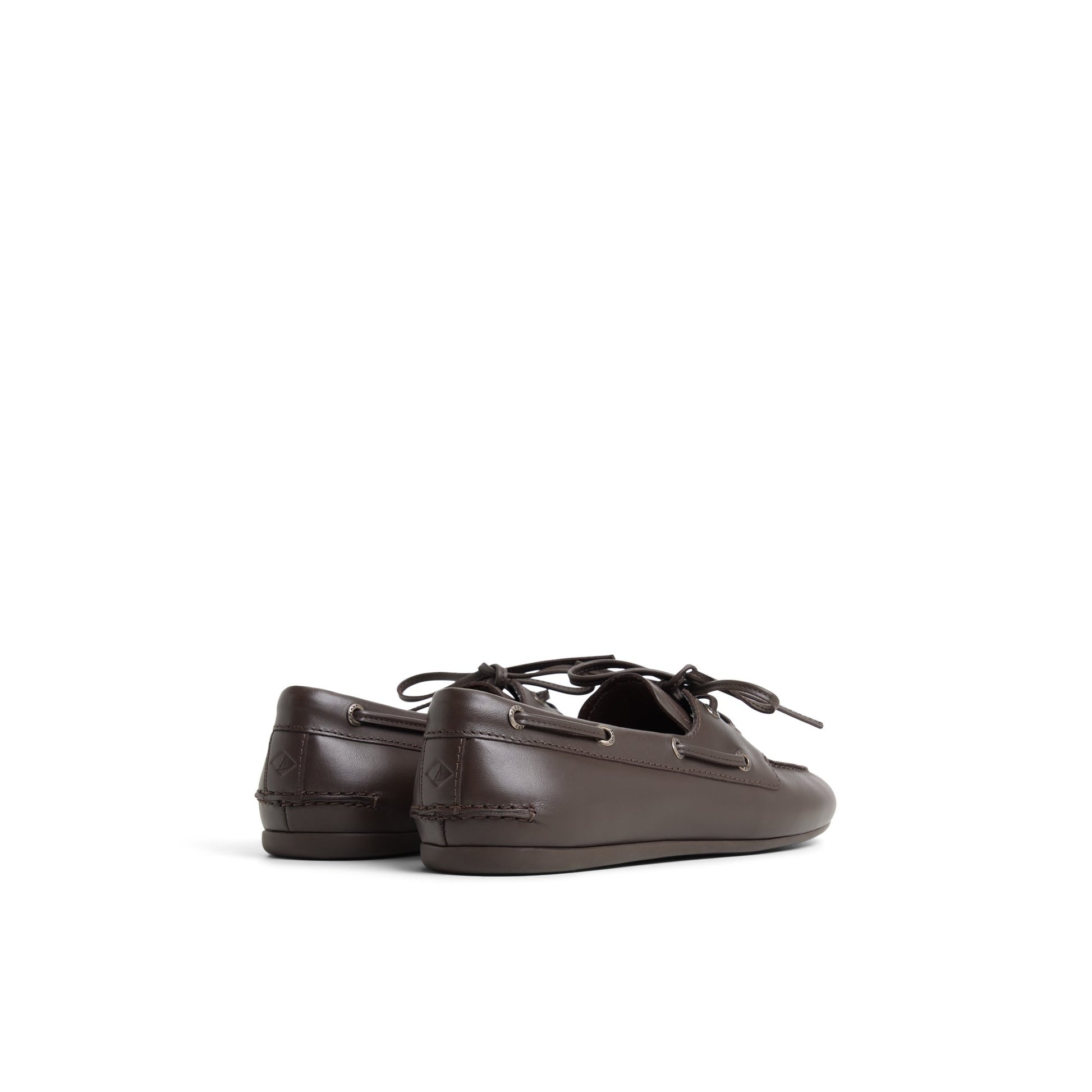 Three-quarter angle of Dark Brown Sperry x Aritzia Slim Boat Shoe Boat Shoe's front side