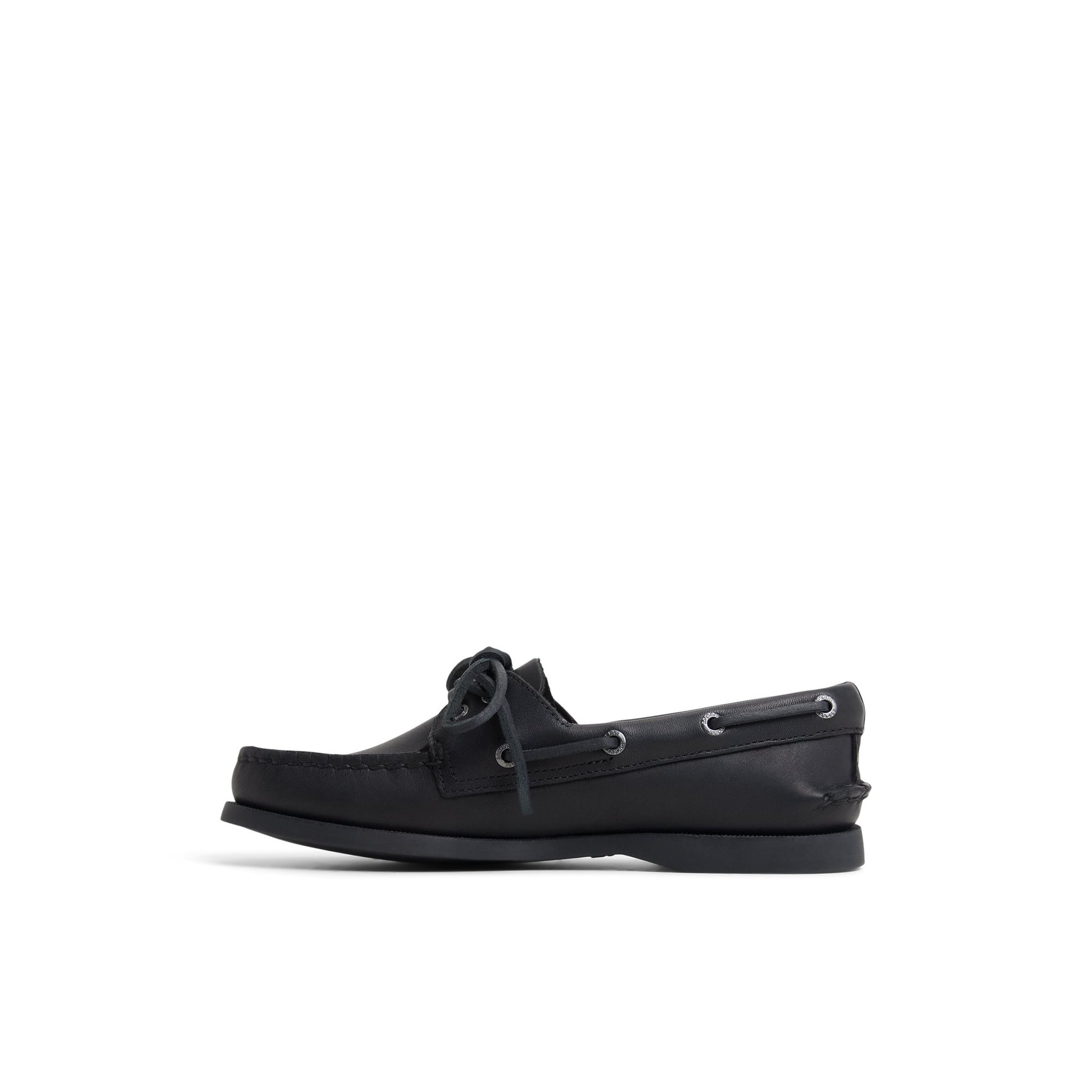 Three-quarter angle of Black Sperry x Aritzia Authentic Original™ 2-Eye Boat Shoe Boat Shoe's back side