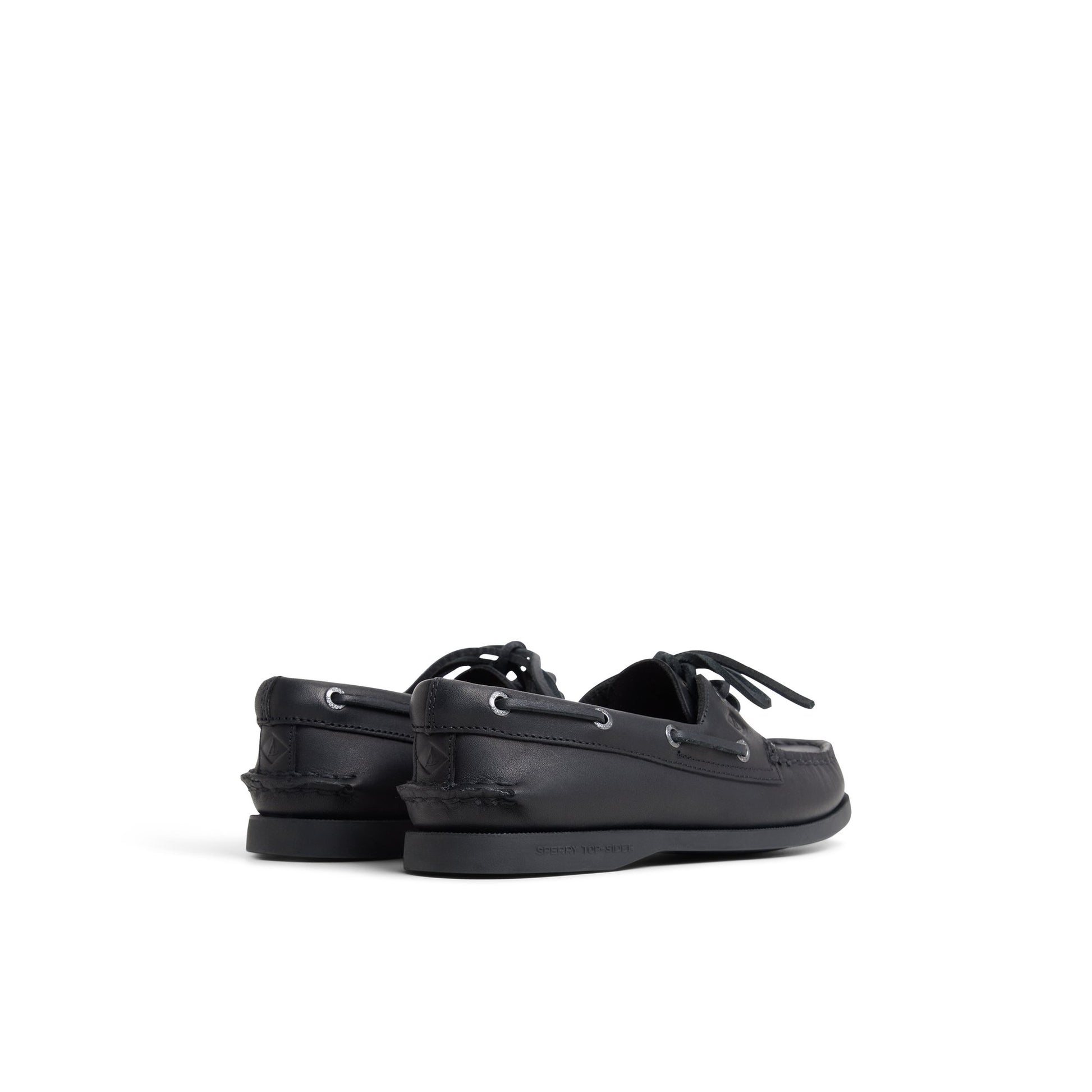 Three-quarter angle of Black Sperry x Aritzia Authentic Original™ 2-Eye Boat Shoe Boat Shoe's front side
