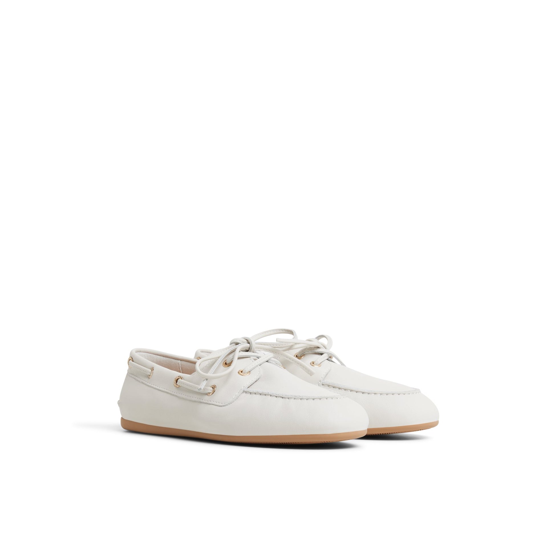 Side view of Cream Sperry x Aritzia Slim Boat Shoe Boat Shoe