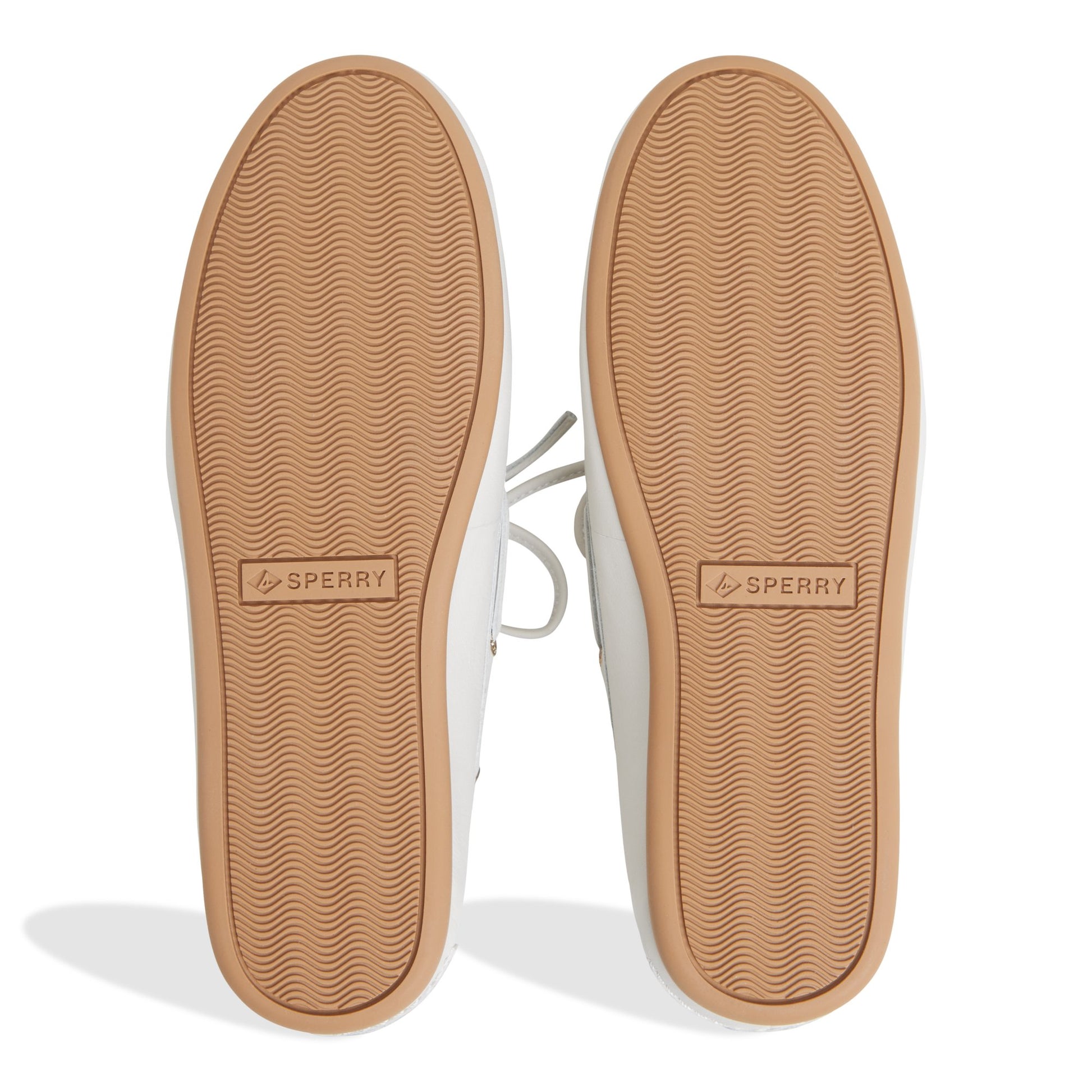 Close-up of the Cream Sperry x Aritzia Slim Boat Shoe Boat Shoe