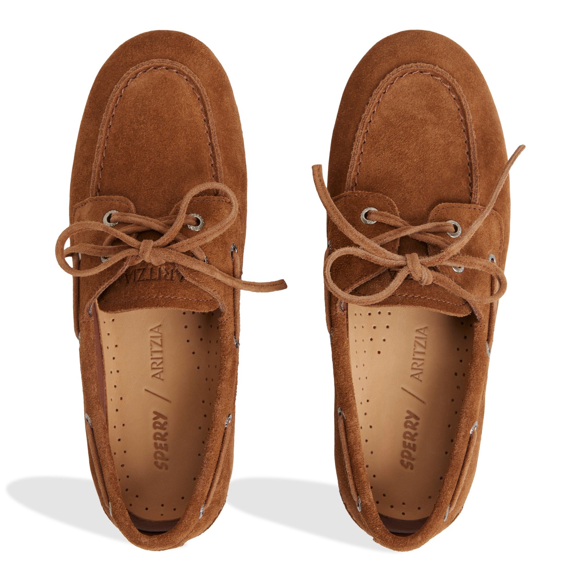 Top-down view of the Brown Sperry x Aritzia Slim Boat Shoe Boat Shoe