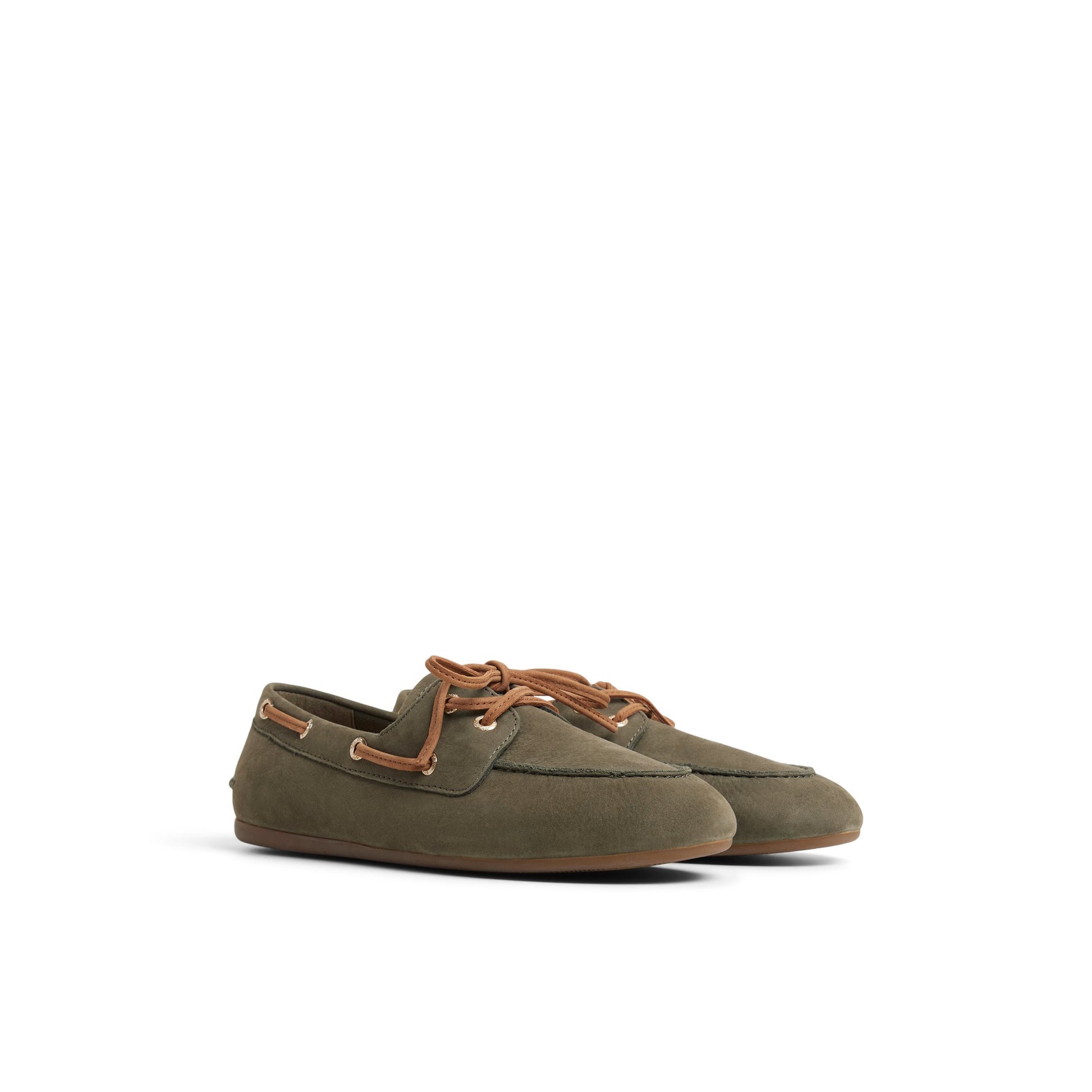 Side view of Olive Sperry x Aritzia Slim Boat Shoe Boat Shoe