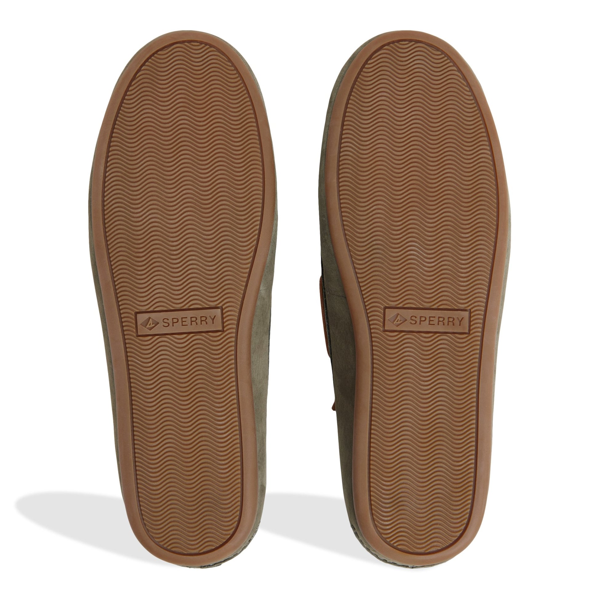 Close-up of the Olive Sperry x Aritzia Slim Boat Shoe Boat Shoe
