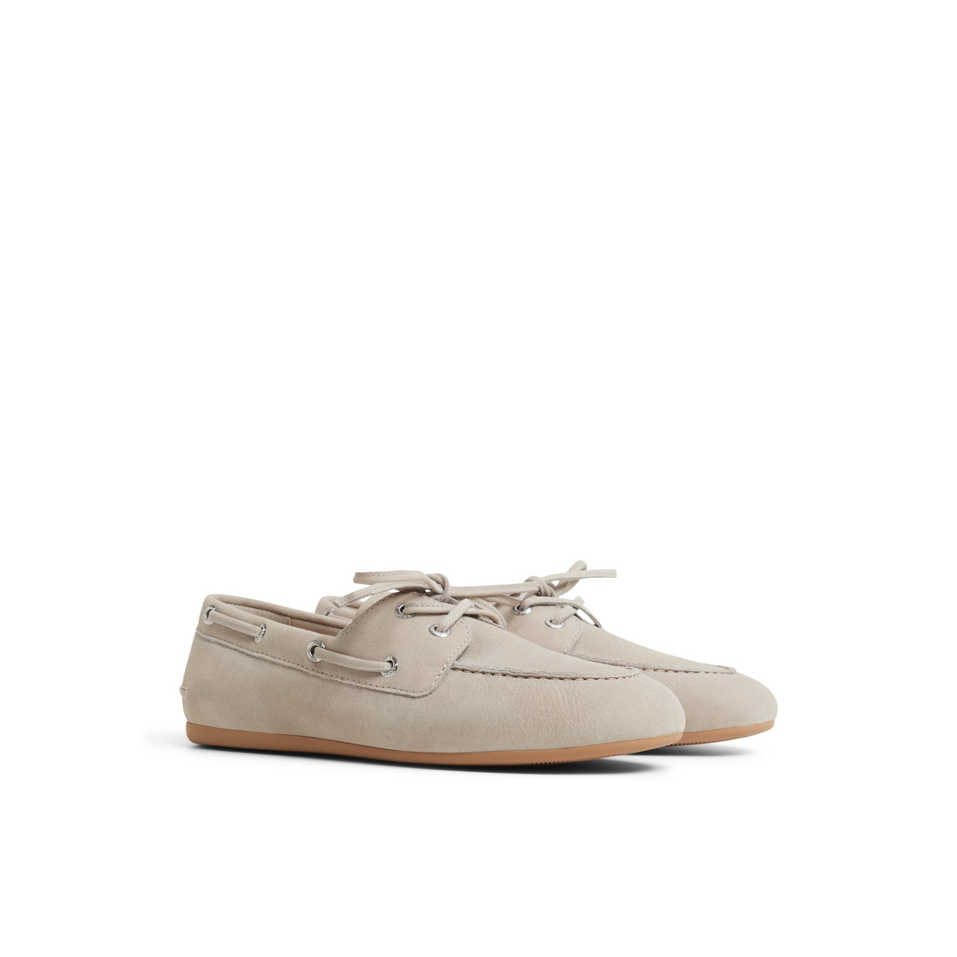 Side view of Cream Sperry x Aritzia Slim Boat Shoe Boat Shoe