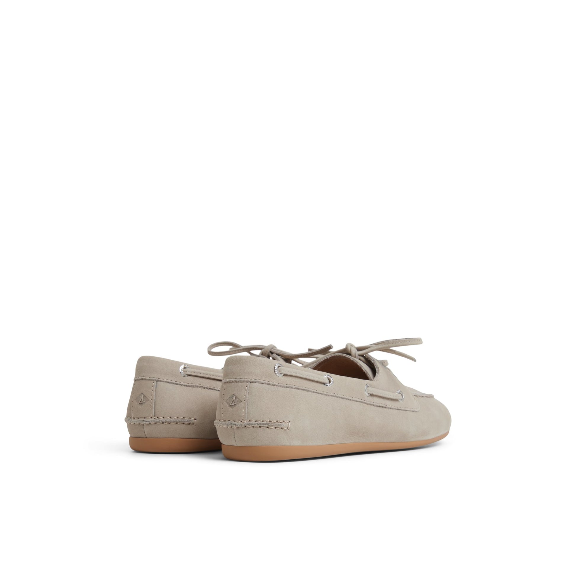 Three-quarter angle of Cream Sperry x Aritzia Slim Boat Shoe Boat Shoe's front side