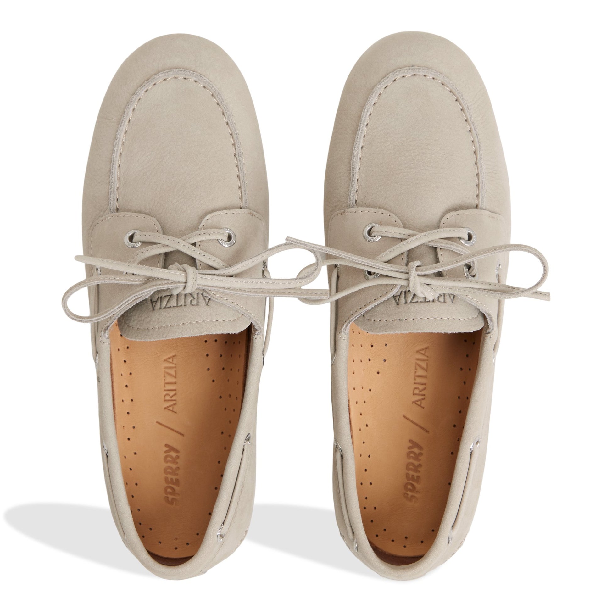 Top-down view of the Cream Sperry x Aritzia Slim Boat Shoe Boat Shoe