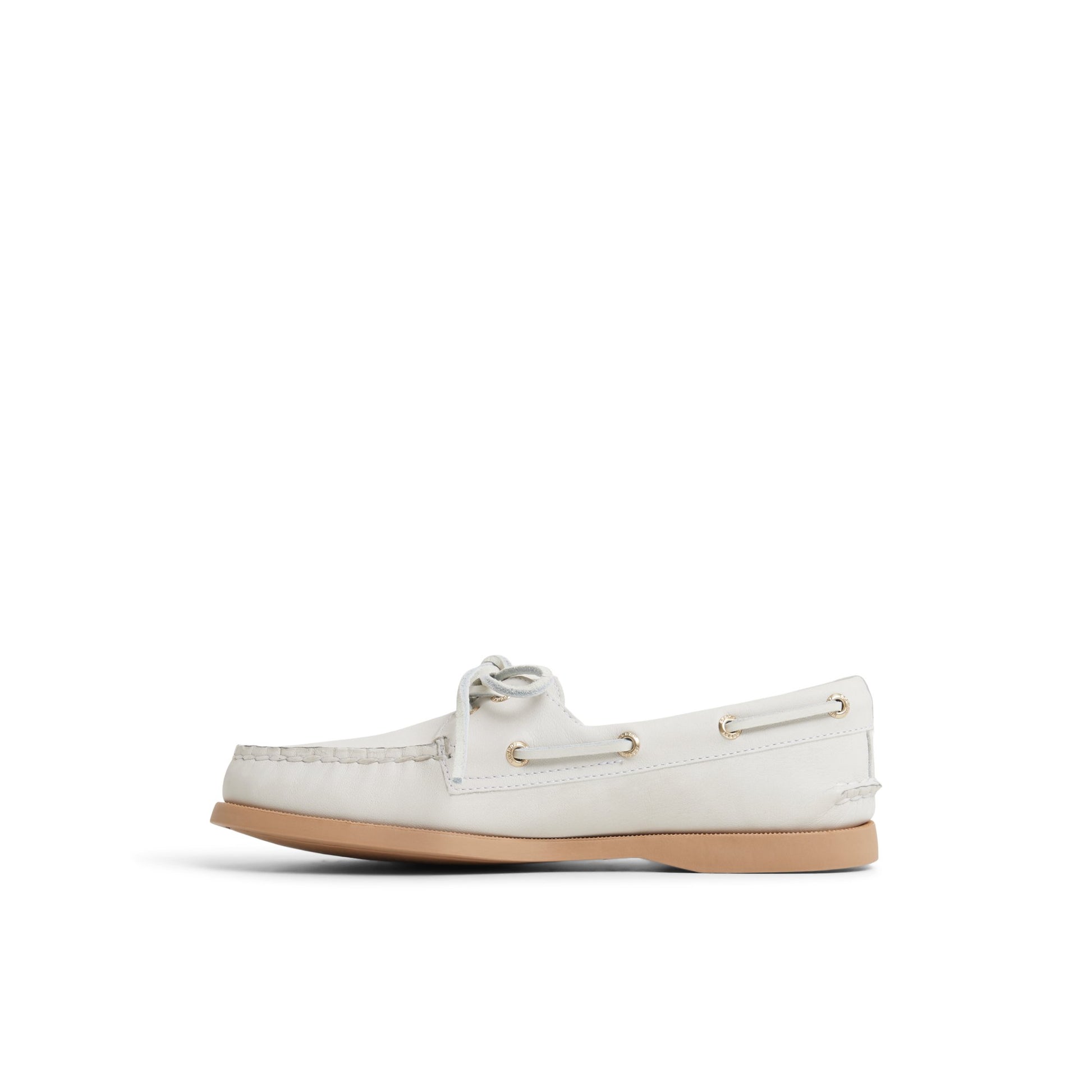 Three-quarter angle of Cream Sperry x Aritzia Authentic Original™ 2-Eye Boat Shoe Boat Shoe's back side