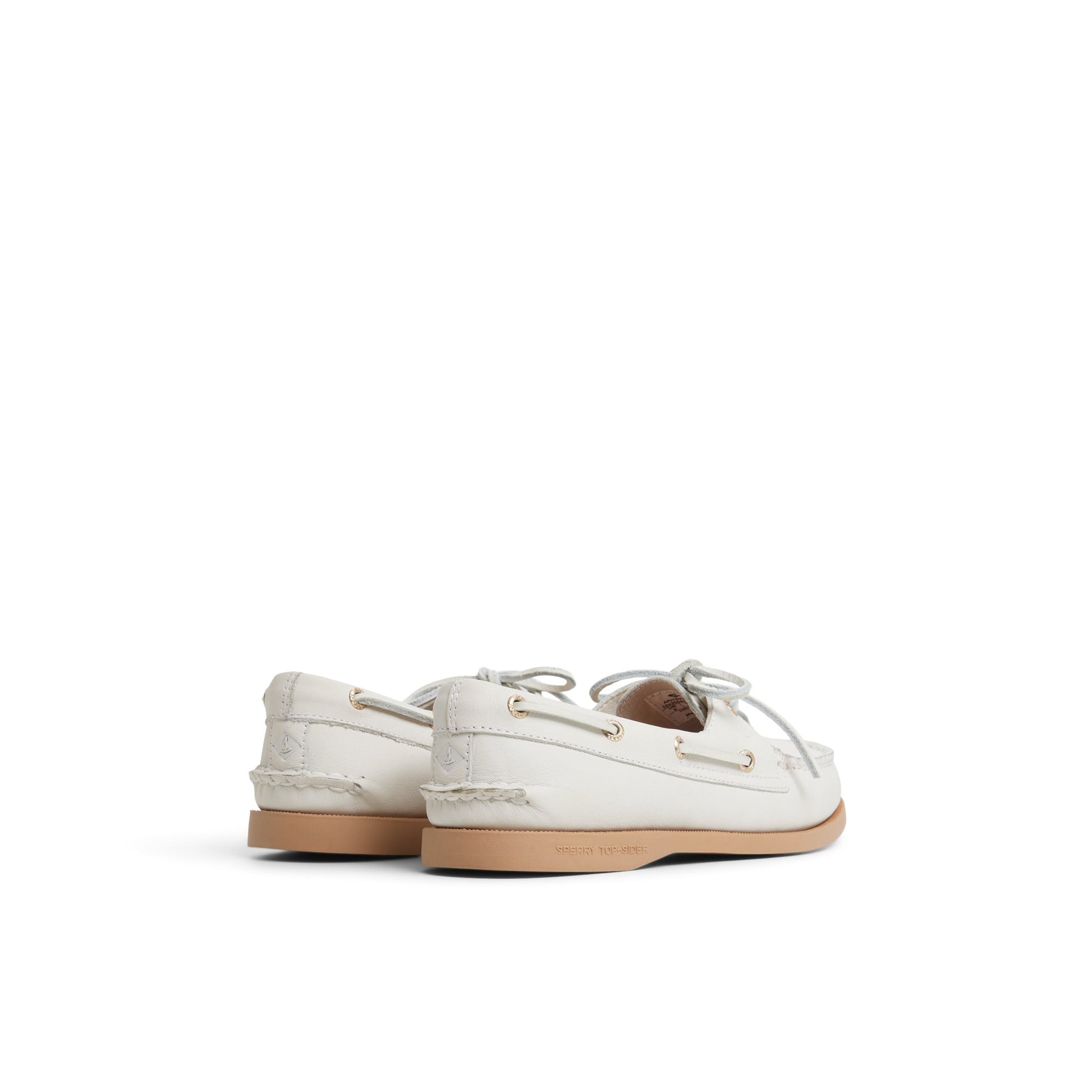 Three-quarter angle of Cream Sperry x Aritzia Authentic Original™ 2-Eye Boat Shoe Boat Shoe's front side