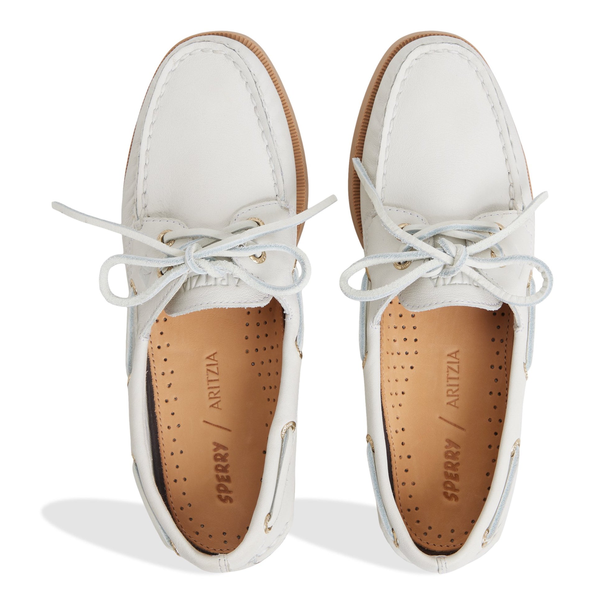 Top-down view of the Cream Sperry x Aritzia Authentic Original™ 2-Eye Boat Shoe Boat Shoe