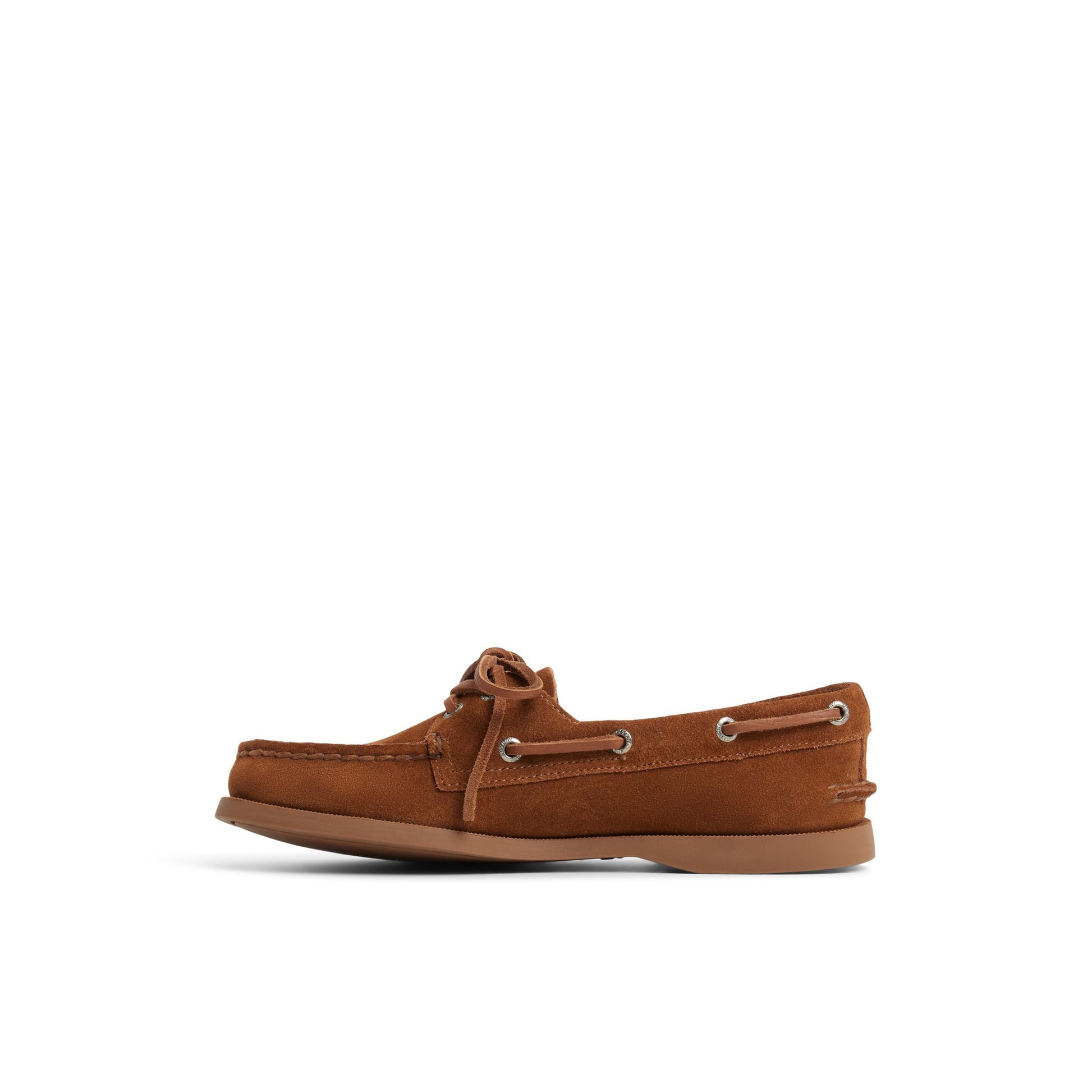 Three-quarter angle of Brown Sperry x Aritzia Authentic Original™ 2-Eye Boat Shoe Boat Shoe's back side