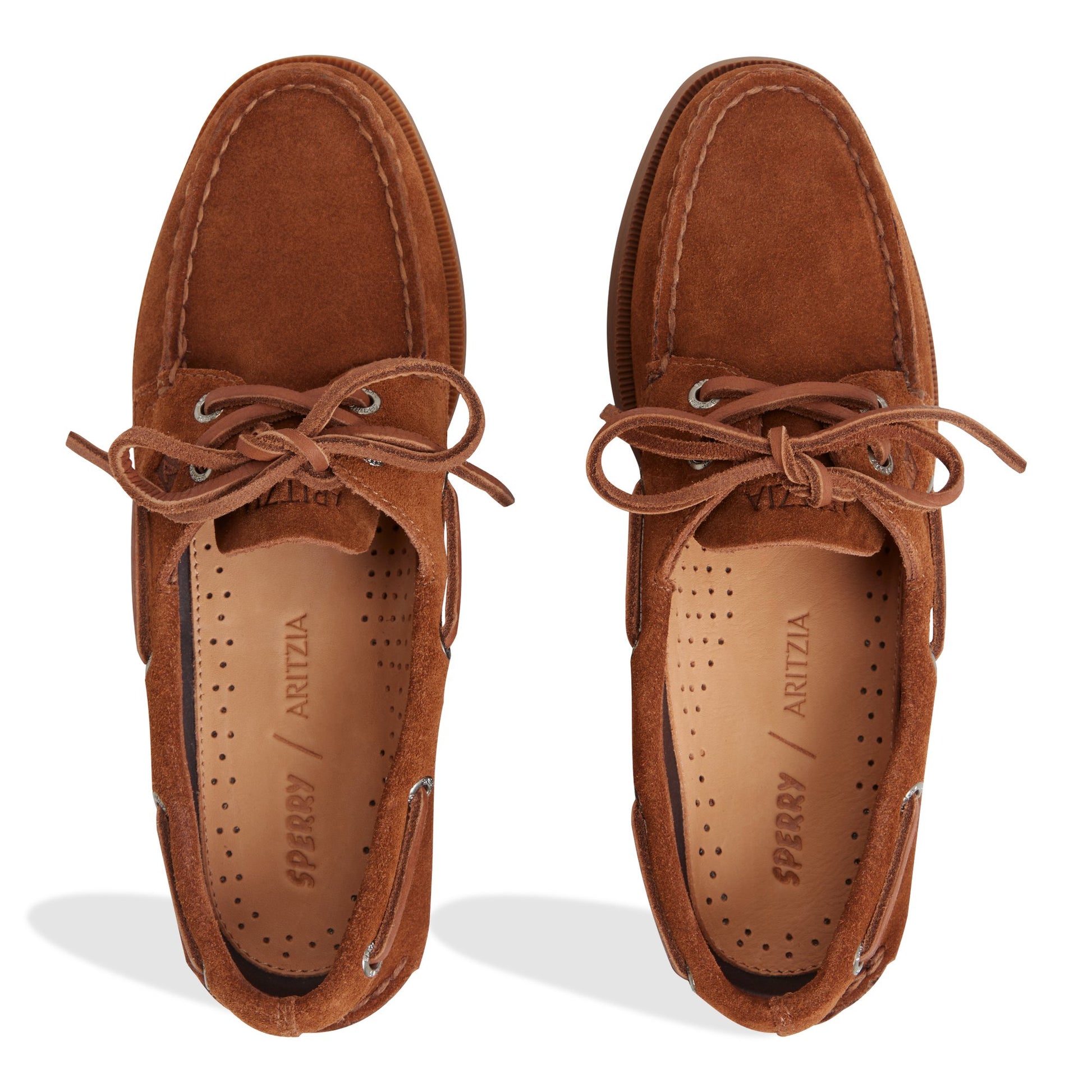 Top-down view of the Brown Sperry x Aritzia Authentic Original™ 2-Eye Boat Shoe Boat Shoe