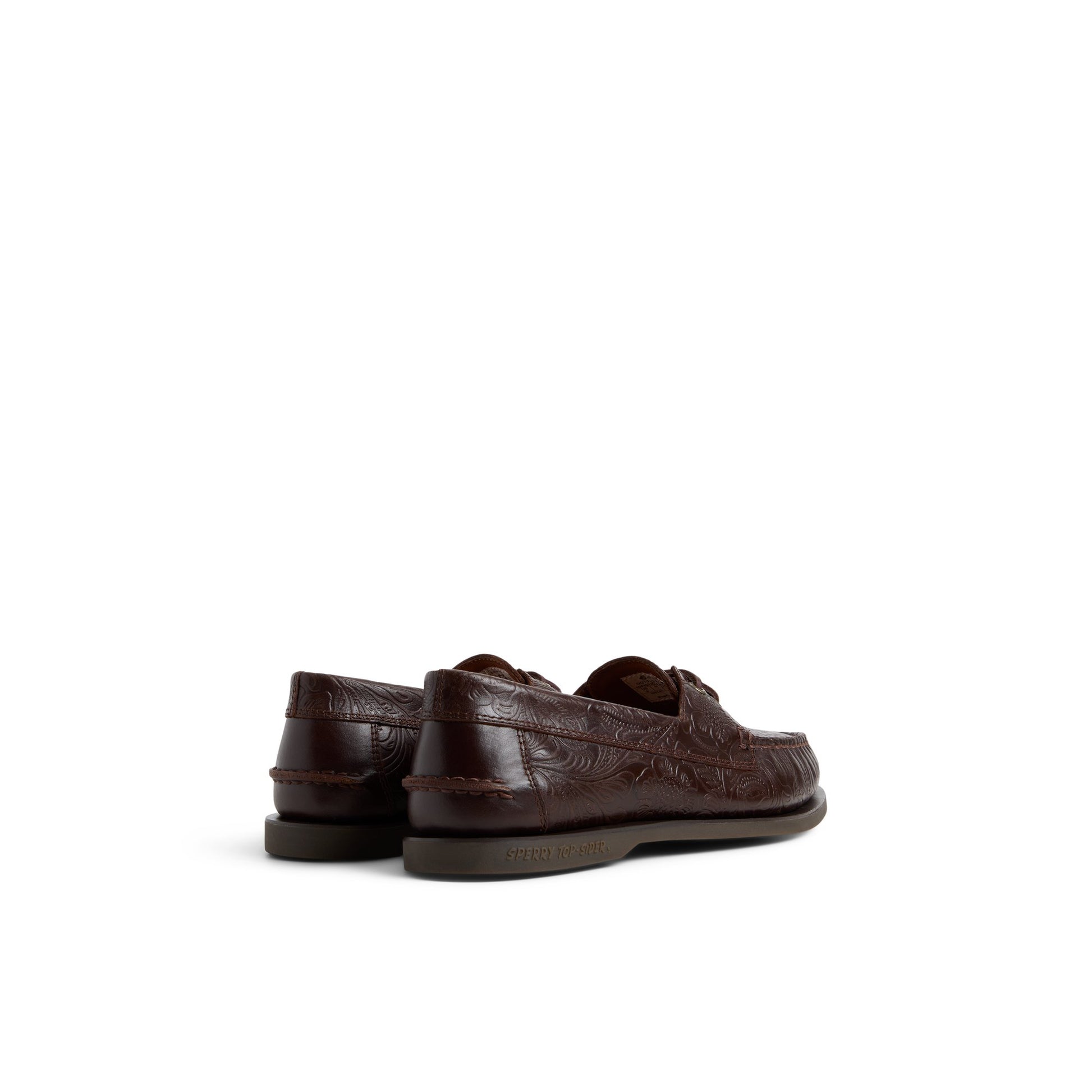 Three-quarter angle of Dark brown Sperry x One of These Days Lou Boat Shoe Boat Shoe's front side