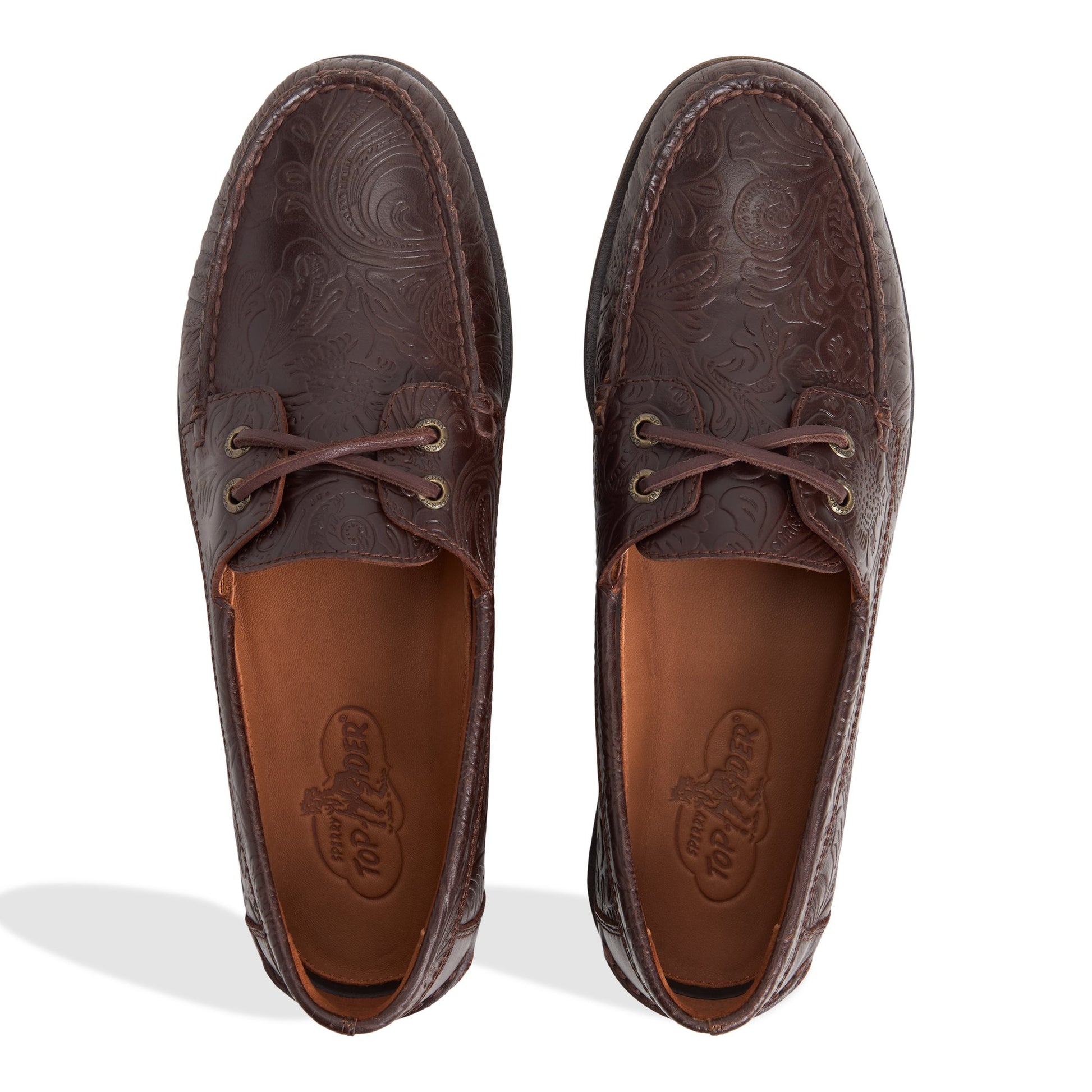 Top-down view of the Dark brown Sperry x One of These Days Lou Boat Shoe Boat Shoe