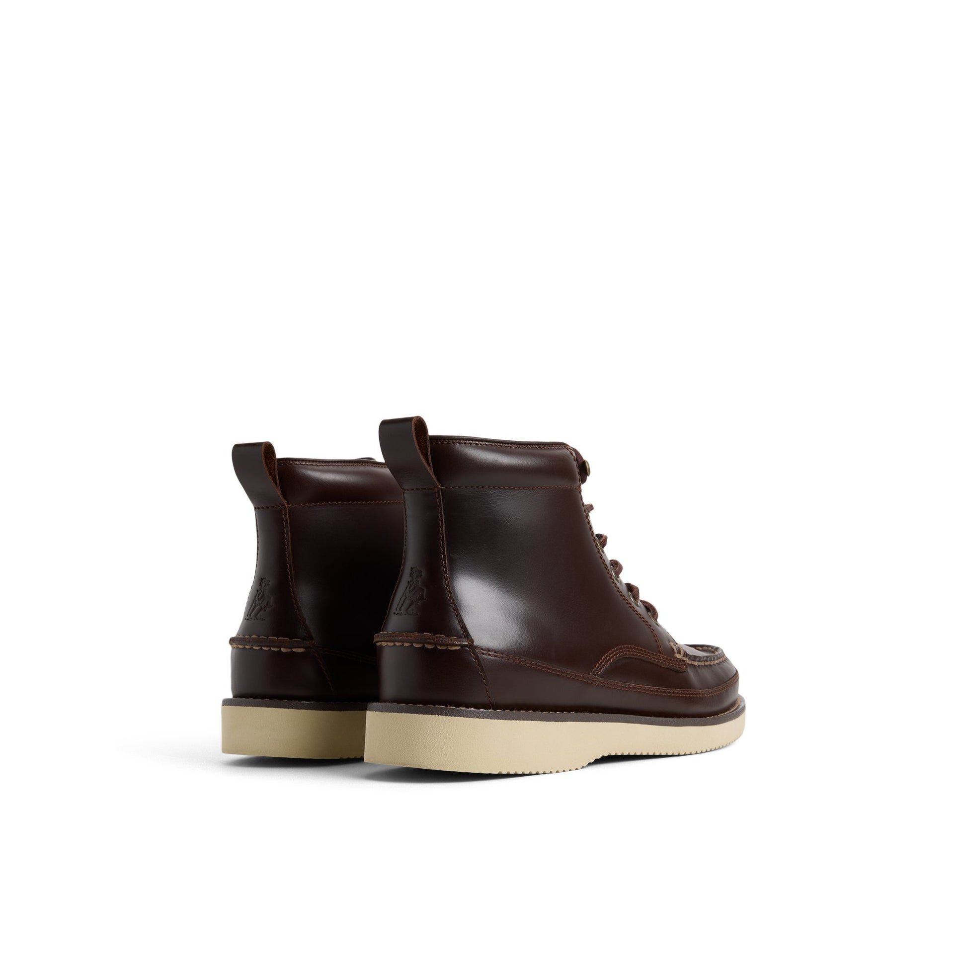 Three-quarter angle of Dark brown Sperry x One of These Days Tony Moc Boot Fall Boots's front side