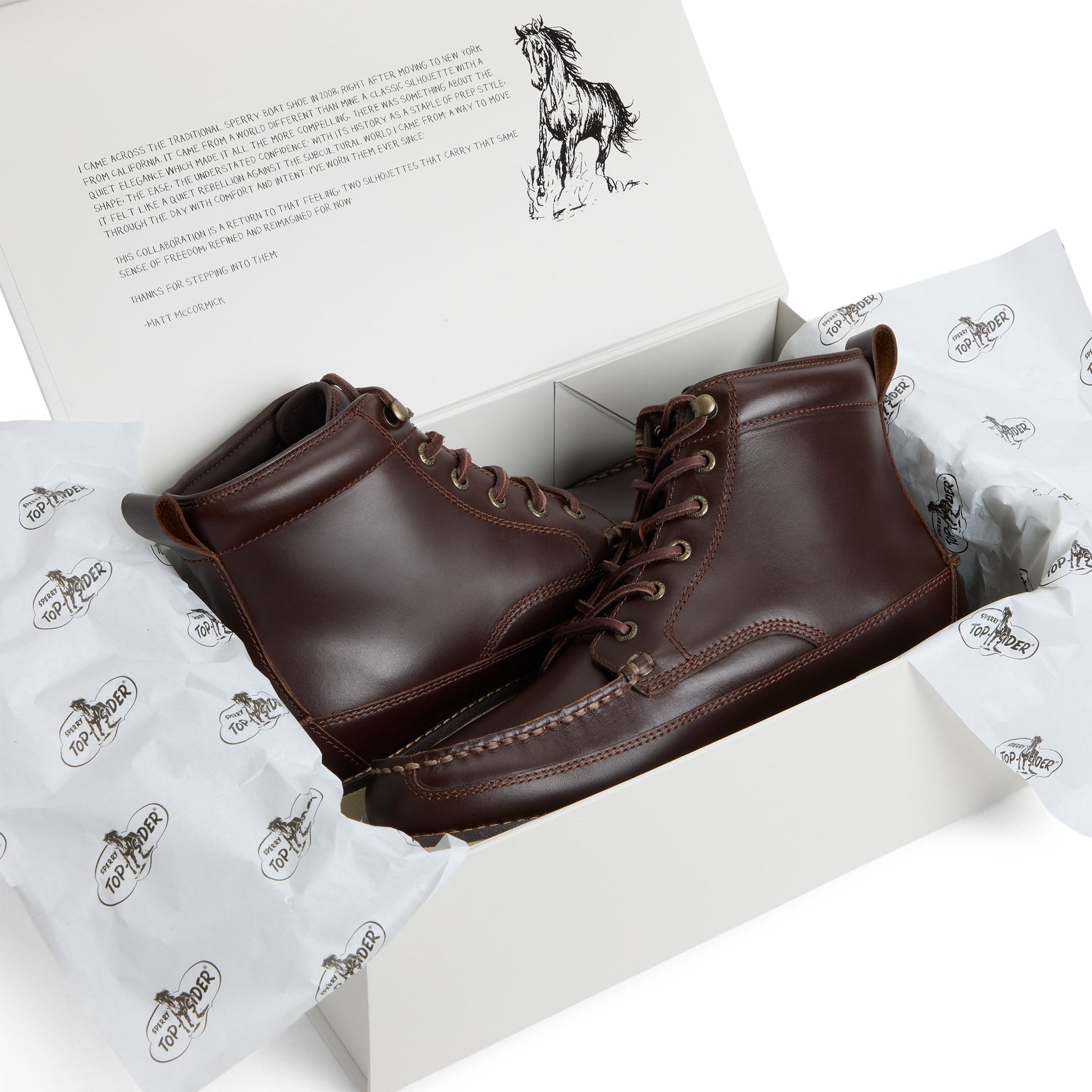 View of Dark brown Sperry x One of These Days Tony Moc Boot Fall Boots's sole