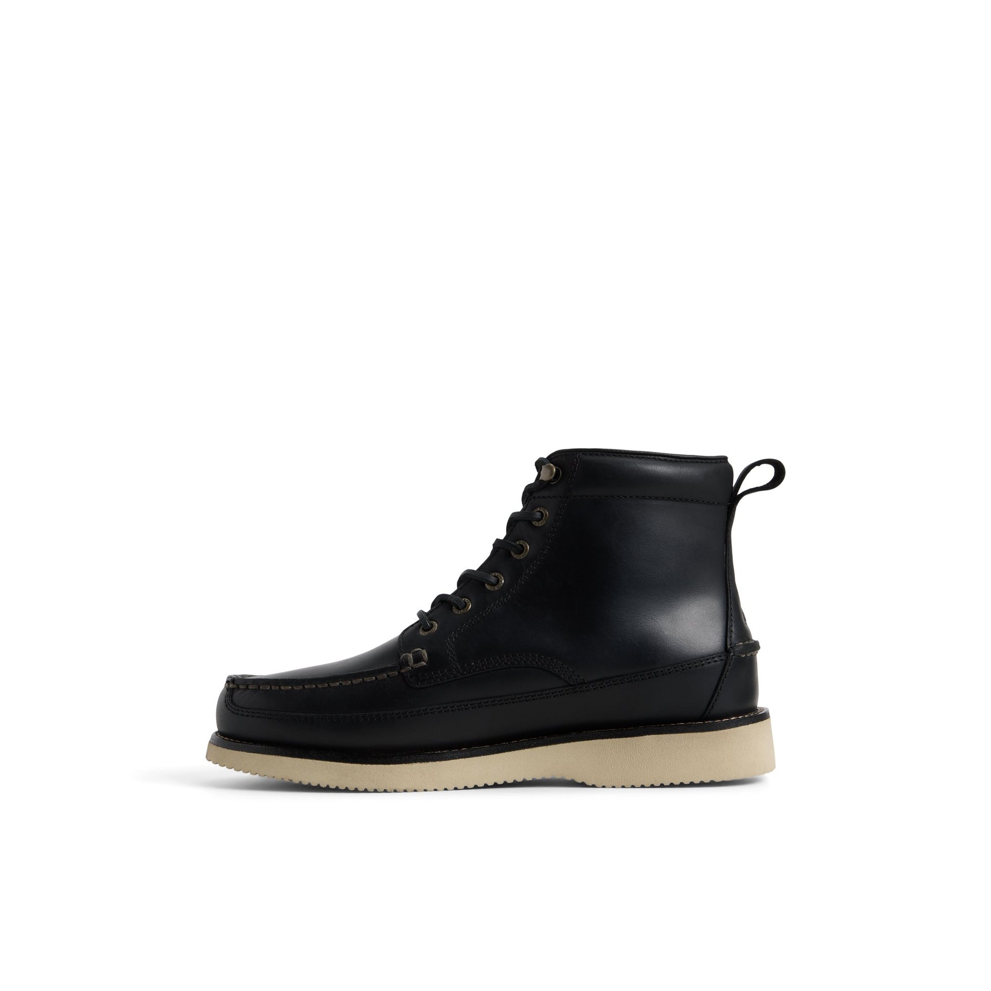 Three-quarter angle of Black Sperry x One of These Days Tony Moc Boot Moc Boot's back side