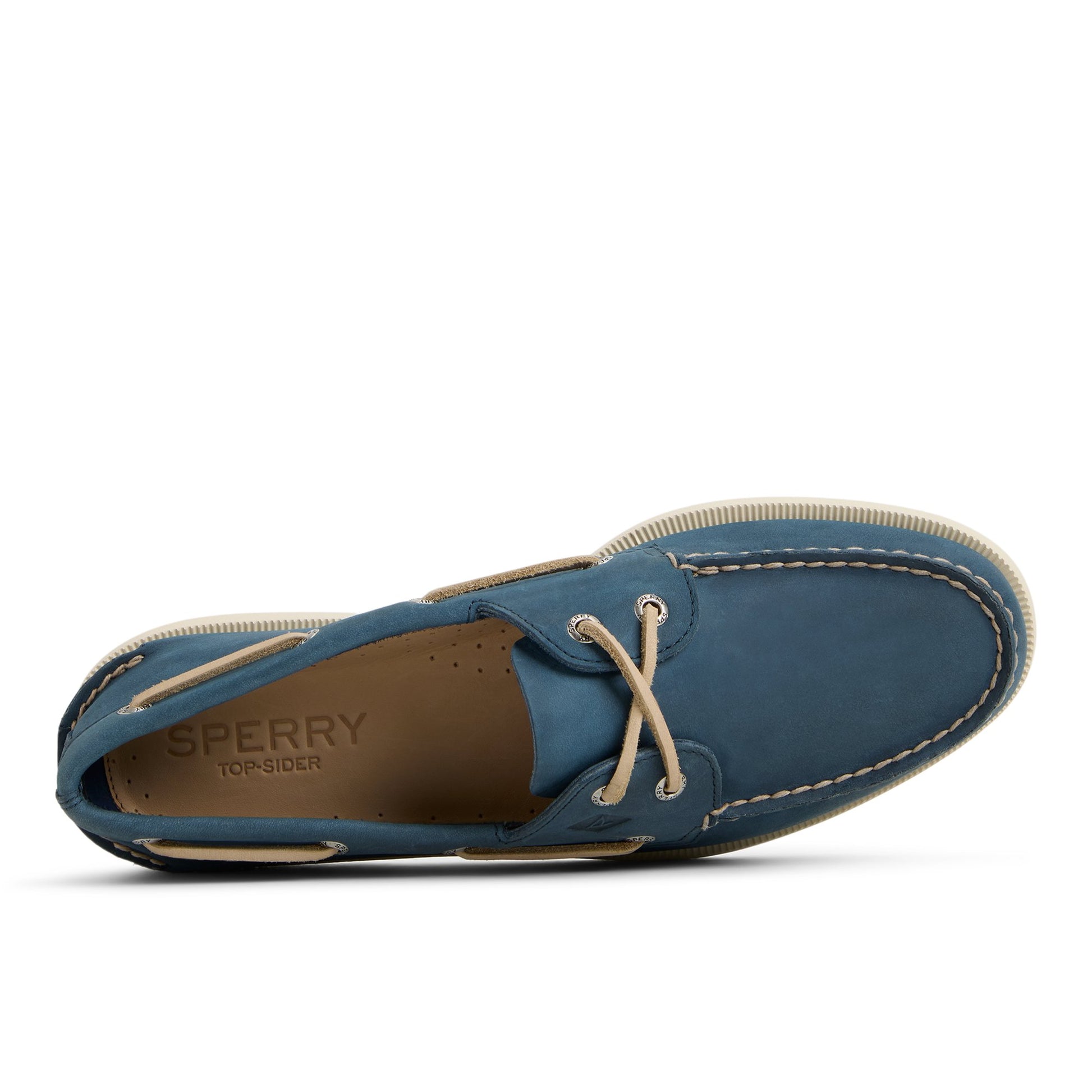 Top-down view of the Navy Authentic Original™ 2-Eye Boat Shoe Boat Shoe