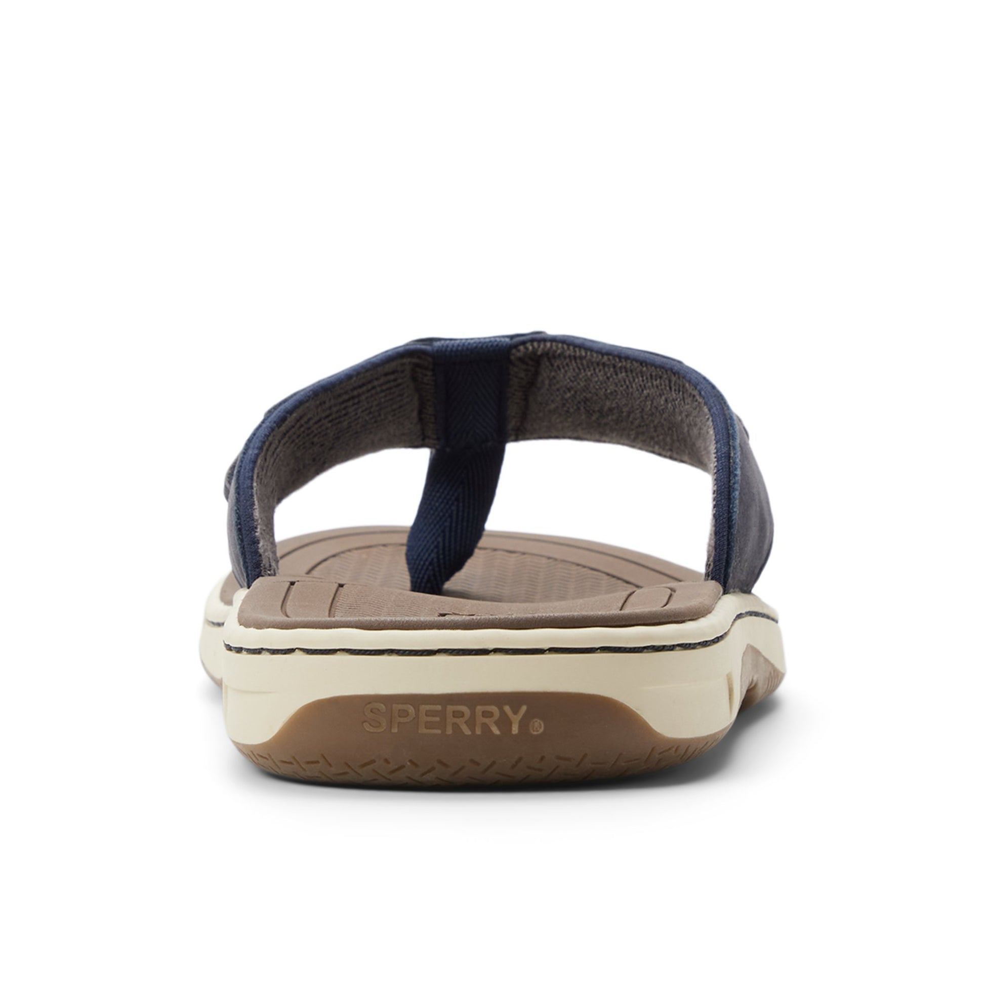 Three-quarter angle of Navy Baitfish Thong Sandal Flip Flop Thong Sandals's front side