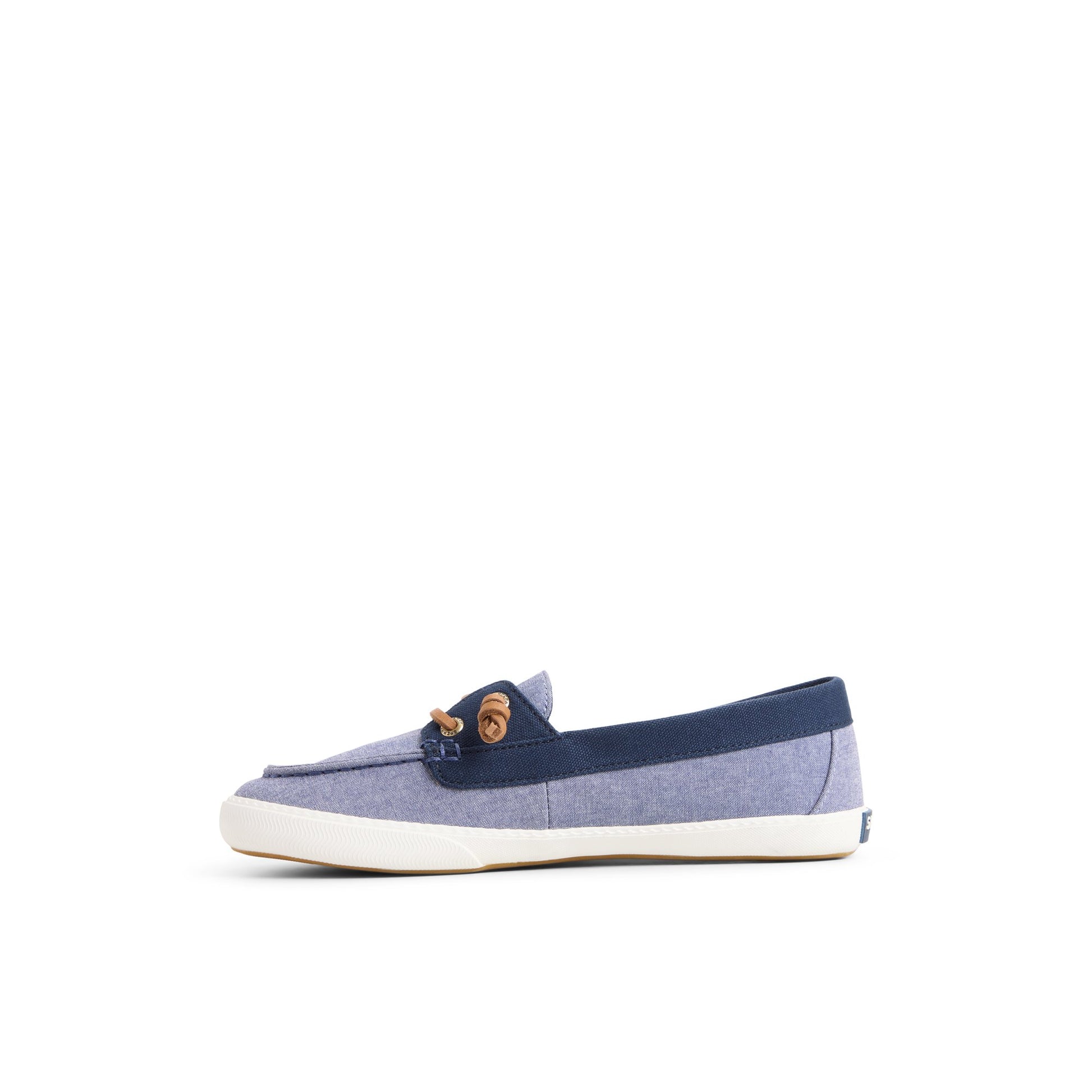 Three-quarter angle of Navy Lounge Away Sneaker Slip Ons's back side